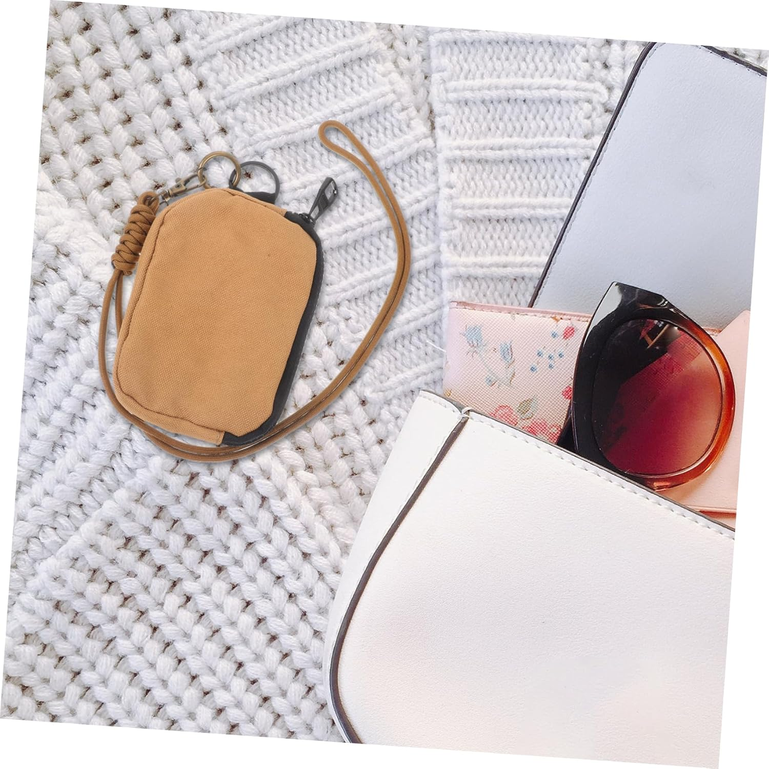 FUNOMOCYA Travel Organizer Bag Lanyard Storage for Earphones Keys Cards Coins Daily Use Essential