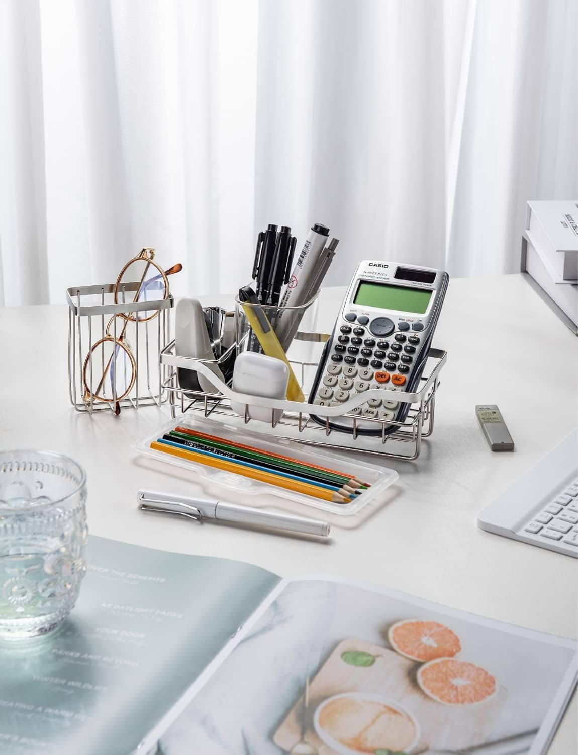 COCOBOSS Sink Organiser, Kitchen Sink Sponge Holder, Premium Stainless Steel Sink Organiser Kitchen with Removable Drip Tray and Non-Slip Strips, Silver (22 X 9 X 13 Cm) image number 1