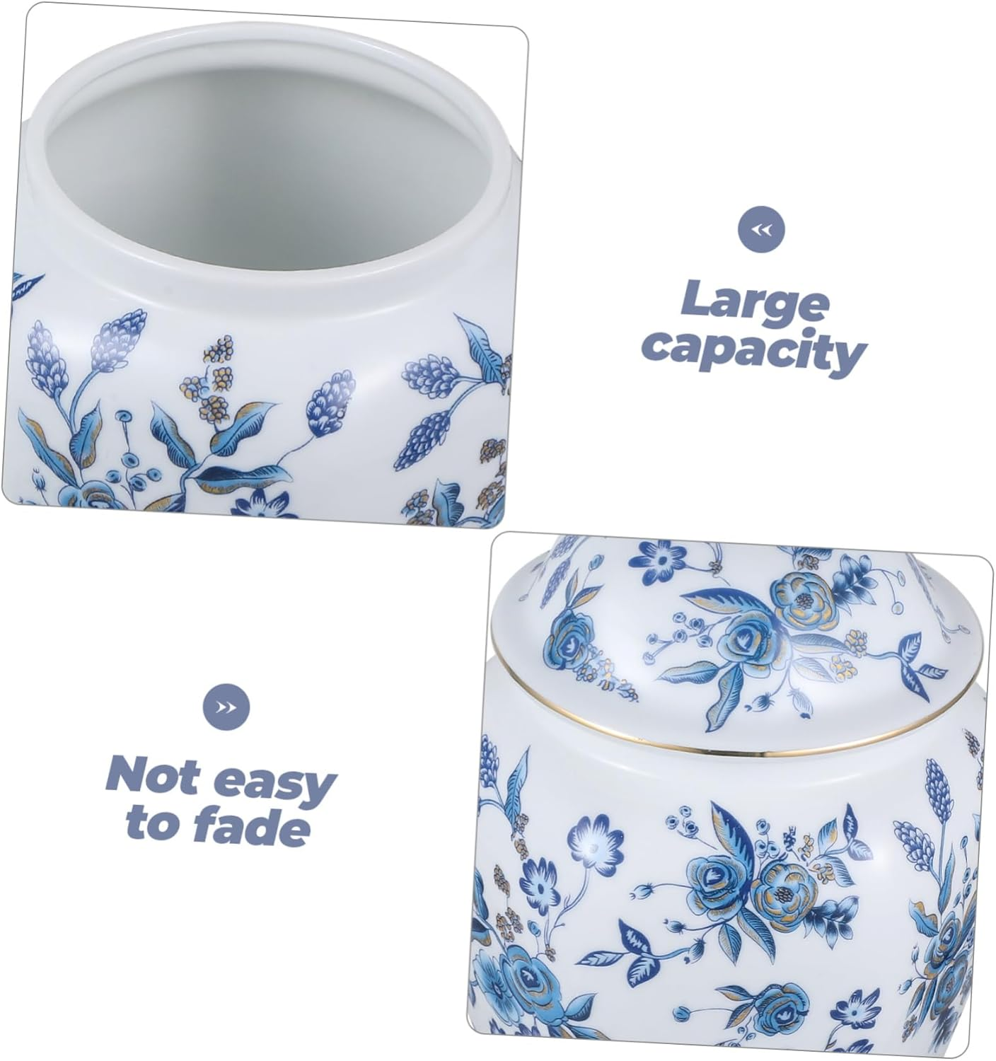 LABRIMP Blue and White Porcelain Sealed Tea Jar Lid Ceramic Storage Canister for Tea Food and Snacks Portable Size for Home Kitchen Use