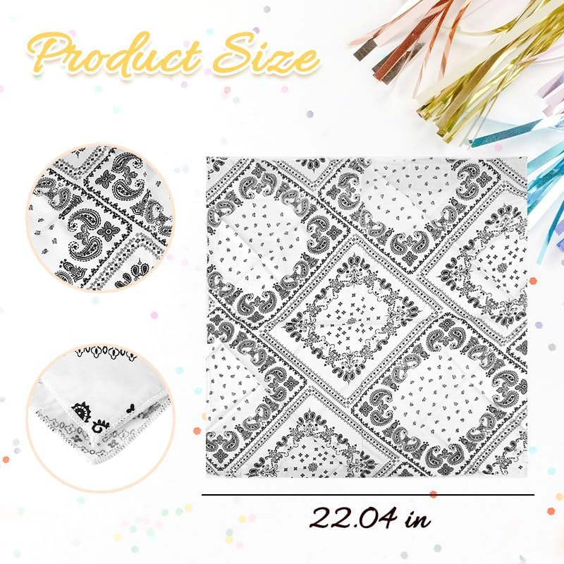 White Head Scarf Bandanas Hair Neck Scarves for Women Paisley Print Cotton Neckerchiefs Neck Accessories for Dress Handbags Hair Bandanas Scarf image number 6