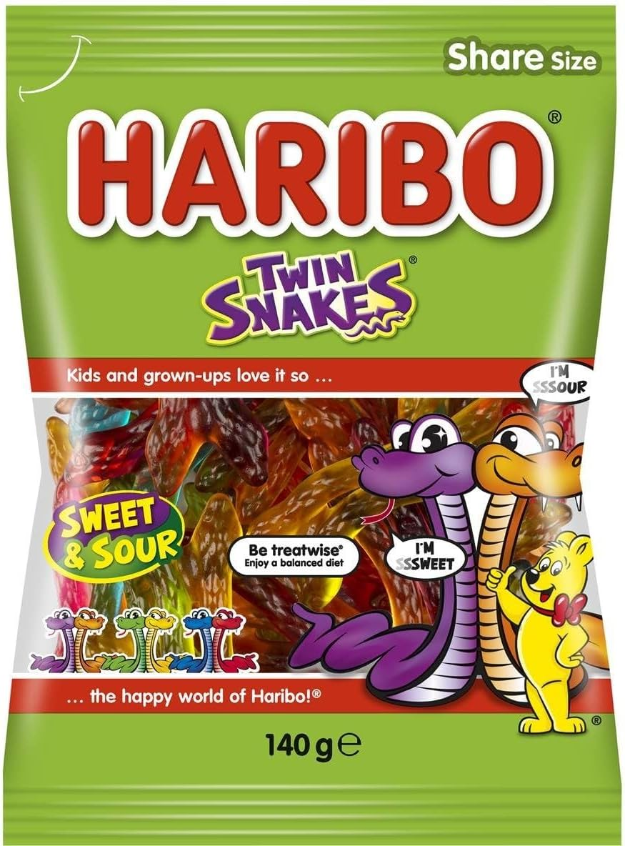 Haribo Twin Snakes Gummy Candy 140 G