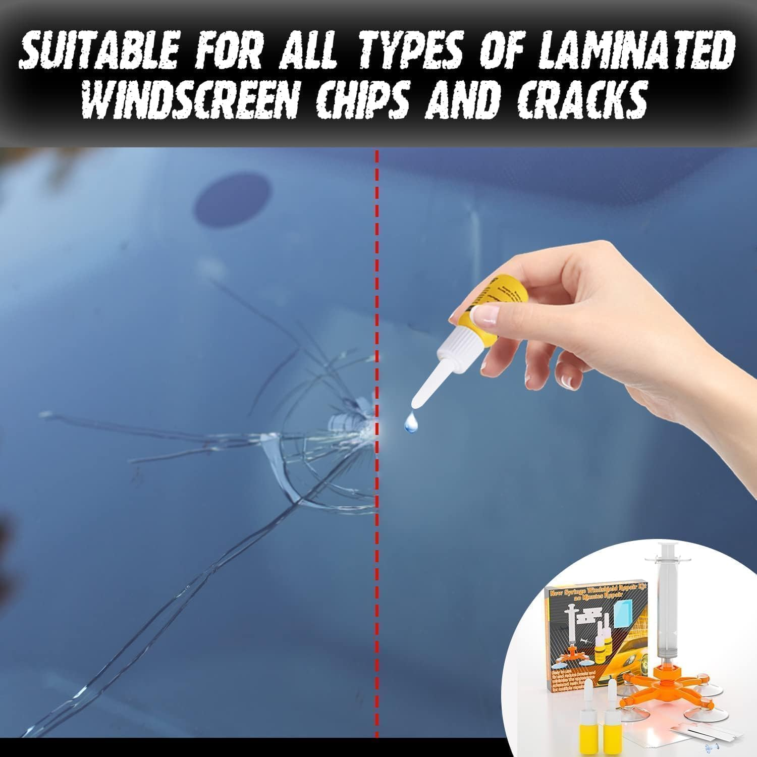 Professional Windshield Repair Kit for Long-Lasting Chip & Crack Repair - Stops Crack Spreading on Car and Truck Glass - Complete DIY Automotive Glass Solution - Orange image number 5