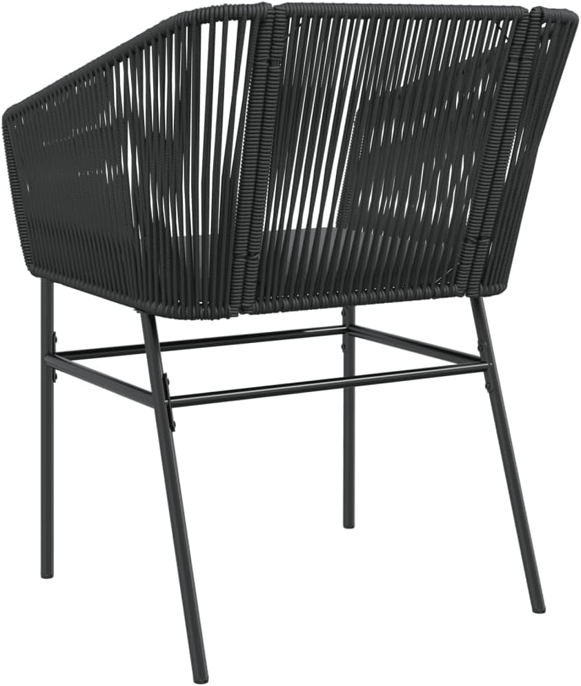 Vidaxl - Garden Dining Armchair Set/Black Poly Rattan Chairs with Cushions - Outdoor Patio Furniture - Weather image number 5