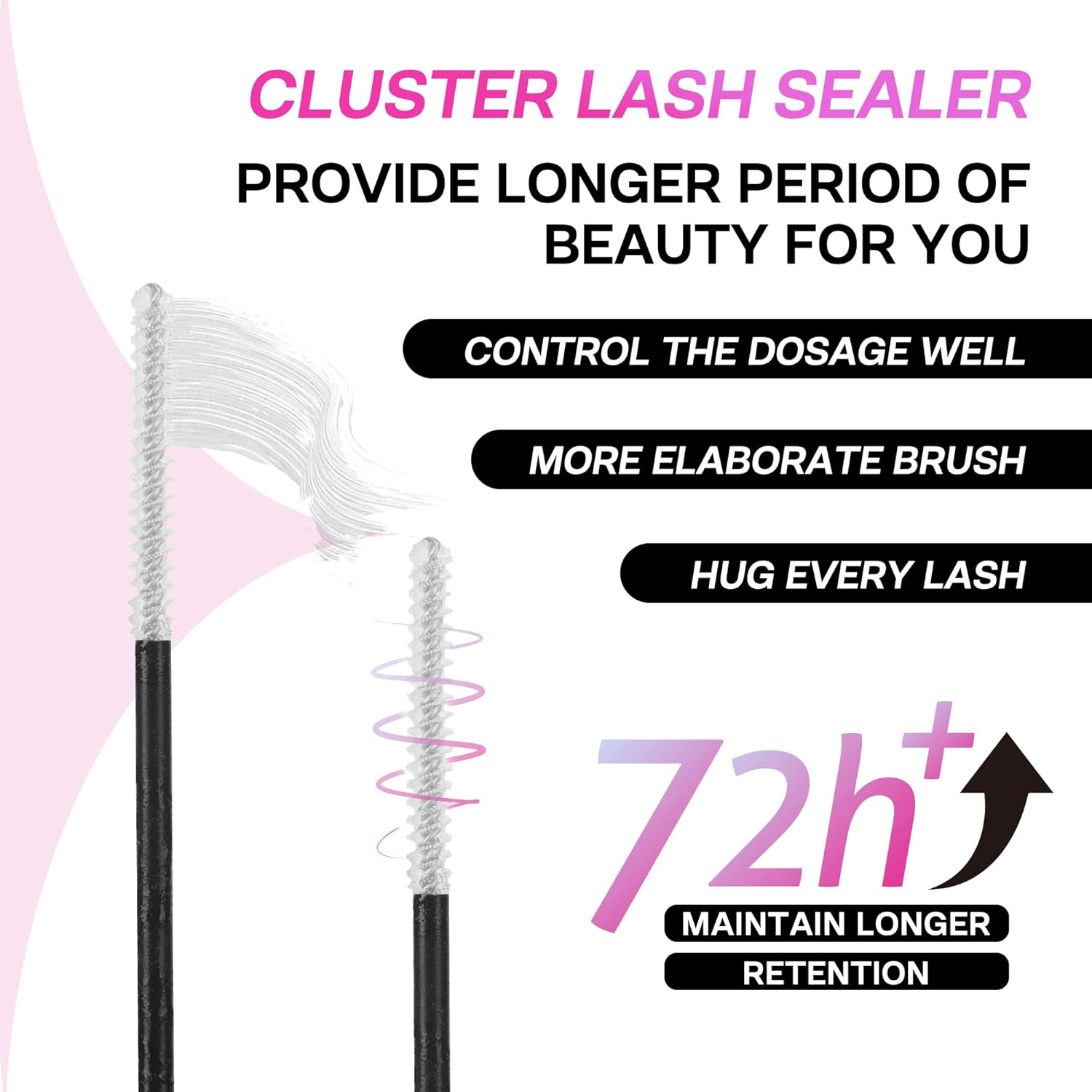 CALAILIS Cluster Lash Glue Lash Sealer and Lash Remover Kit, Super Strong Hold and Long Lasting 72 Hours Lash Bond and Seal Quick Gentle Clean Non-Irritating Lash Extension Remover image number 2