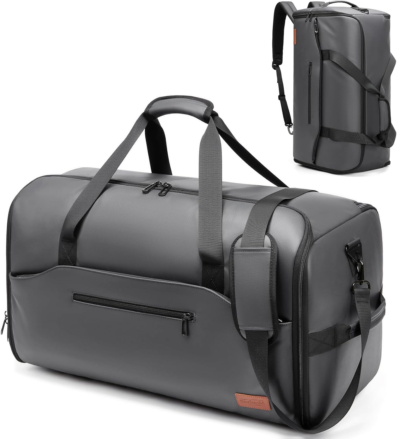 Garment Bags for Travel,45L Carry on Convertible Garment Duffle Bag for Men Women - 3 in 1 Hanging Suit Travel Bag with Shoulder Strap, Grey, 1.72 Feet X 0.85 Feet X 0.43 Feet, Professional Travel image number 4