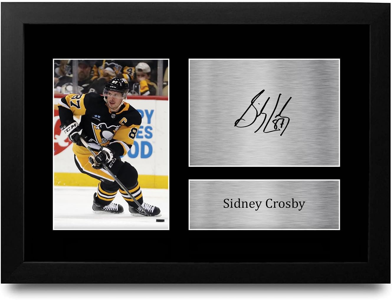 HWC Trading Sidney Crosby Pittsburgh Penguins Gifts Printed Signed Autograph Picture for Ice Hockey Fans - A4 Framed