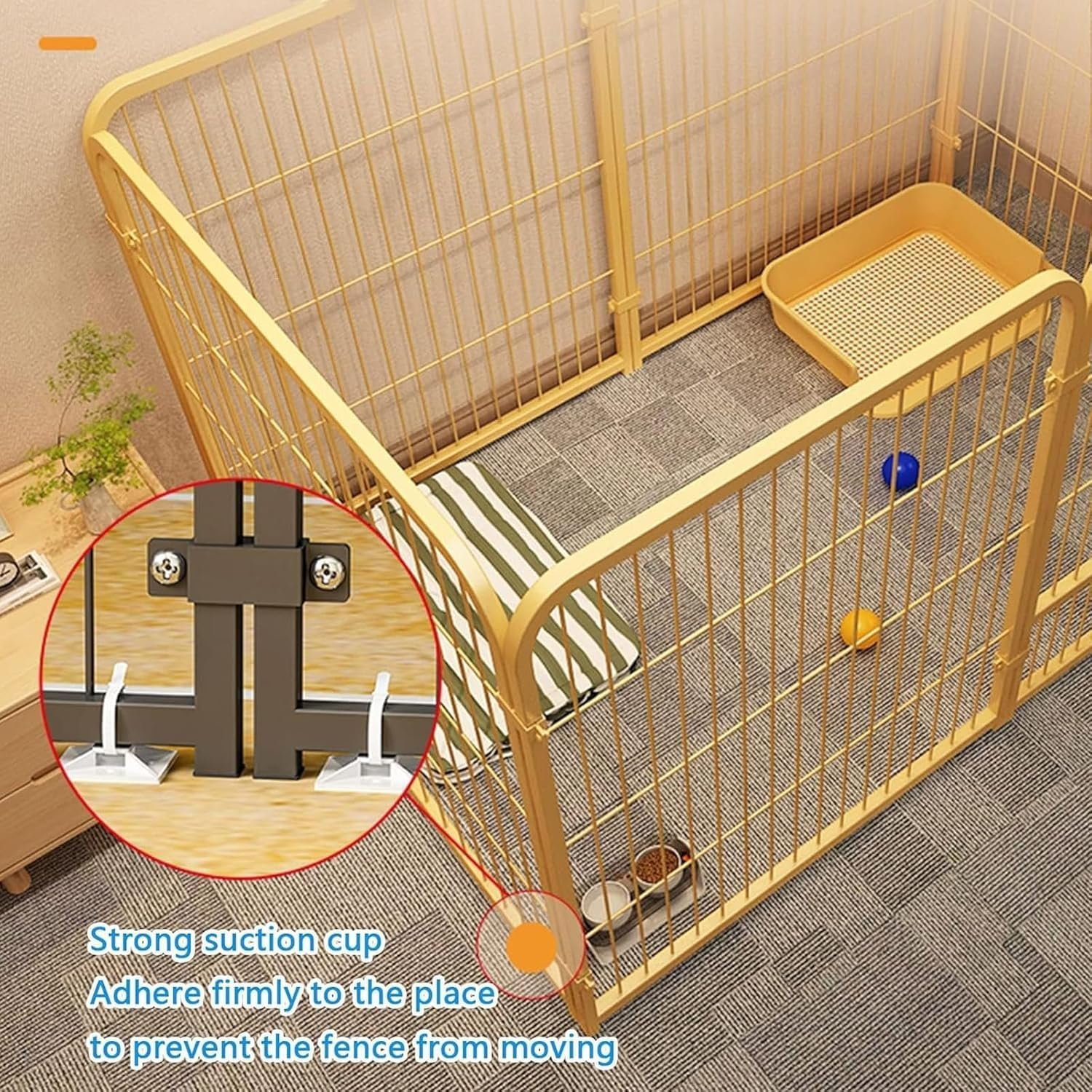 Andwoork Dog Playpen, Outdoor 6 Panels Heavy Duty Dog Pen, Puppy Playpen Indoor Anti-Rust Exercise Fence with Doors, Easy Assemble Foldable Dog Crate for Puppy Cat Bunny Medium Dogs(White) image number 5