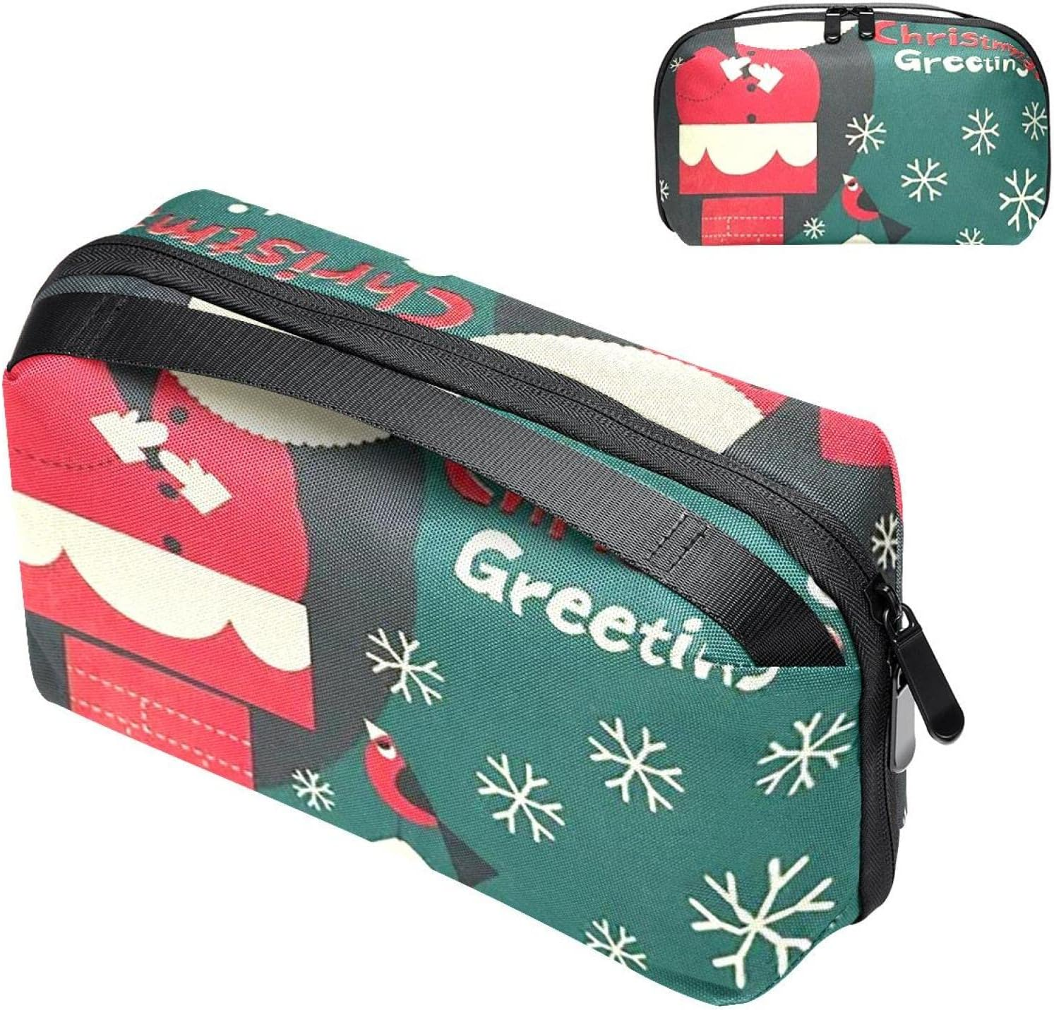 Electronic Organizer Travel Cable Organizer Electronics Accessories Cases for Cable, Charger, USB, SD Card, Christmas Cartoon Santa Snowflake image number 5