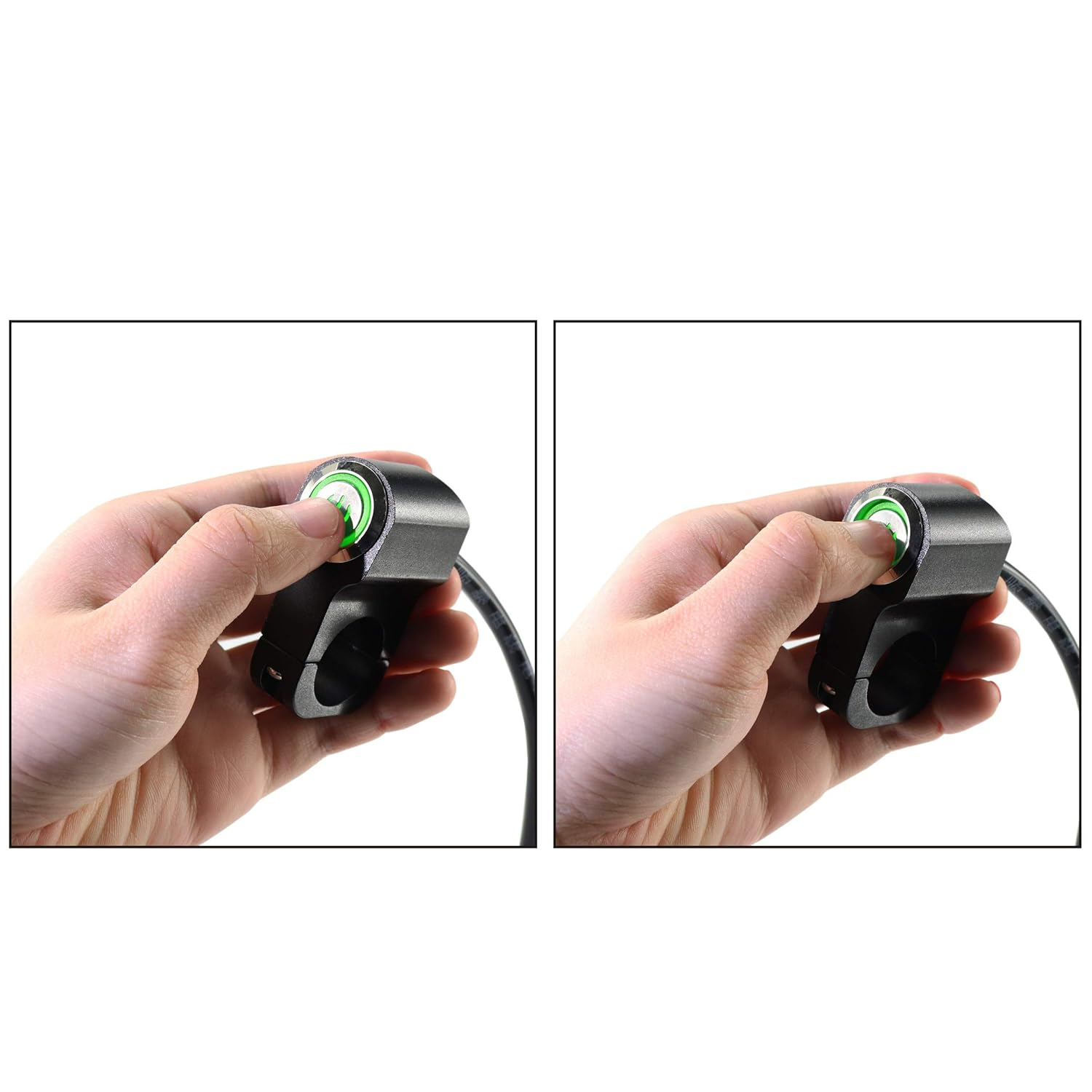 12V 10A Motorcycle Bike ATV 7/8Inch Handlebar CNC Switch for Headlight Hazard Brake Fog Light on off Switches (Green) image number 5