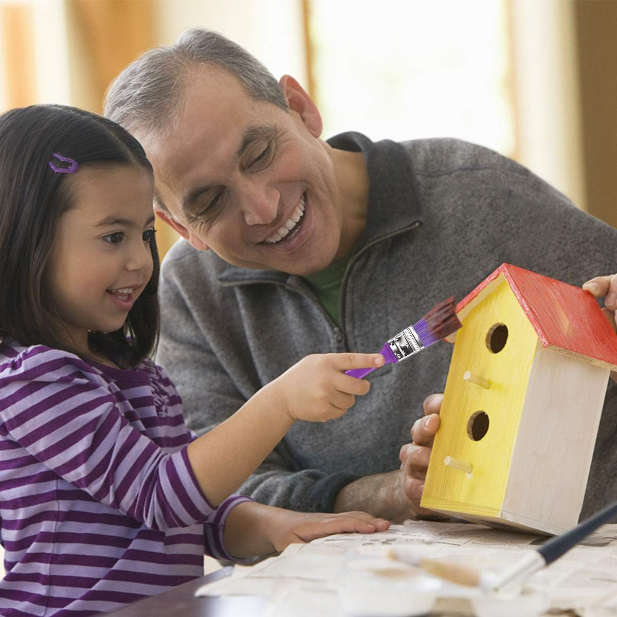 Colorful Kids Paint Brush Set, 9 Pcs Childrens Paint Brushes, Plastic Paintbrushes Starter Set, Paint Brushes Set, Sponge Paint Brushes for Kids, for Watercolor Oil Acrylic Painting Drawing Tools image number 2