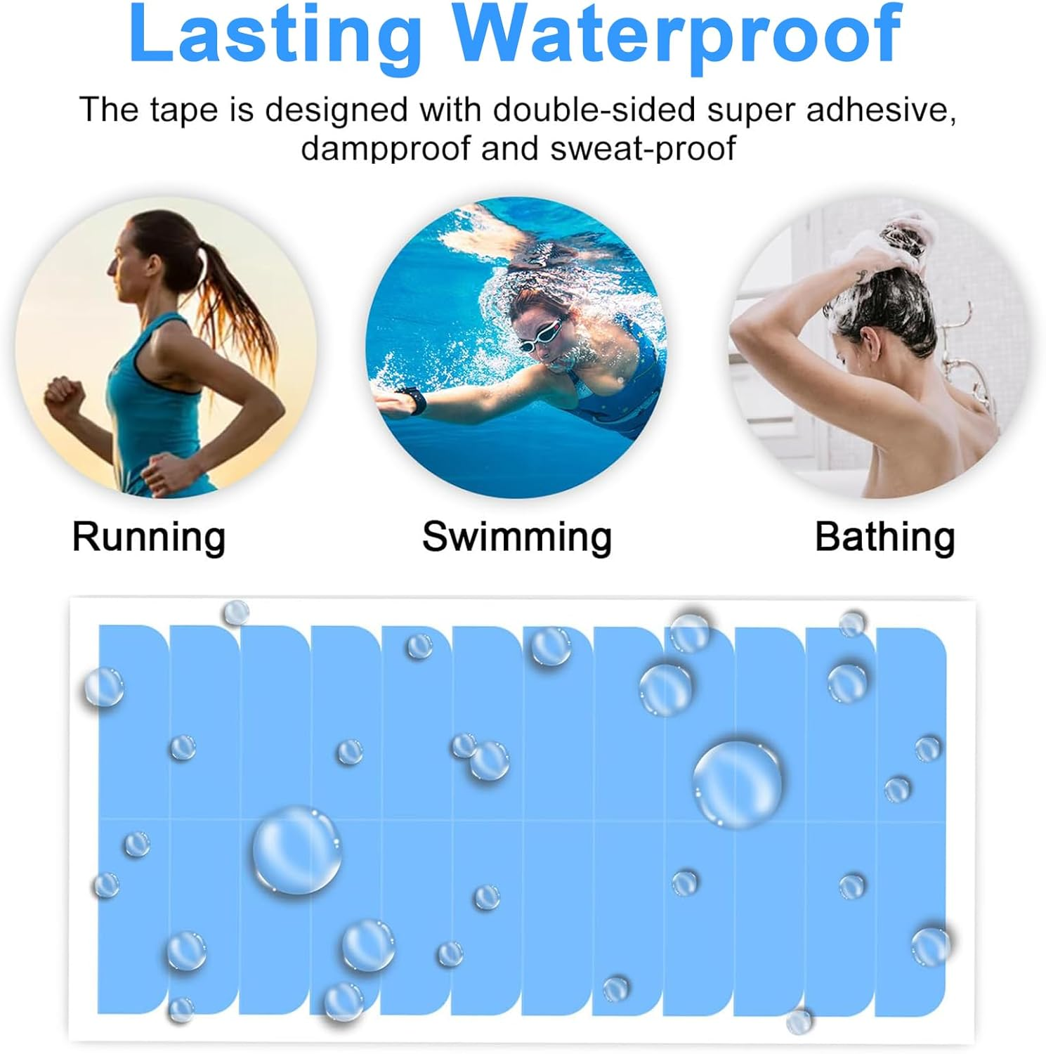 Tuoyi 10 Sheet 120Pcs Hair Extension Tape,Double Sided Hair Tape,Waterproof Double-Sided Adhesive Wig Tape for Long Short No Hairs Wigs Toupees Pieces and Extensions (4Cm X 0.8Cm) image number 3