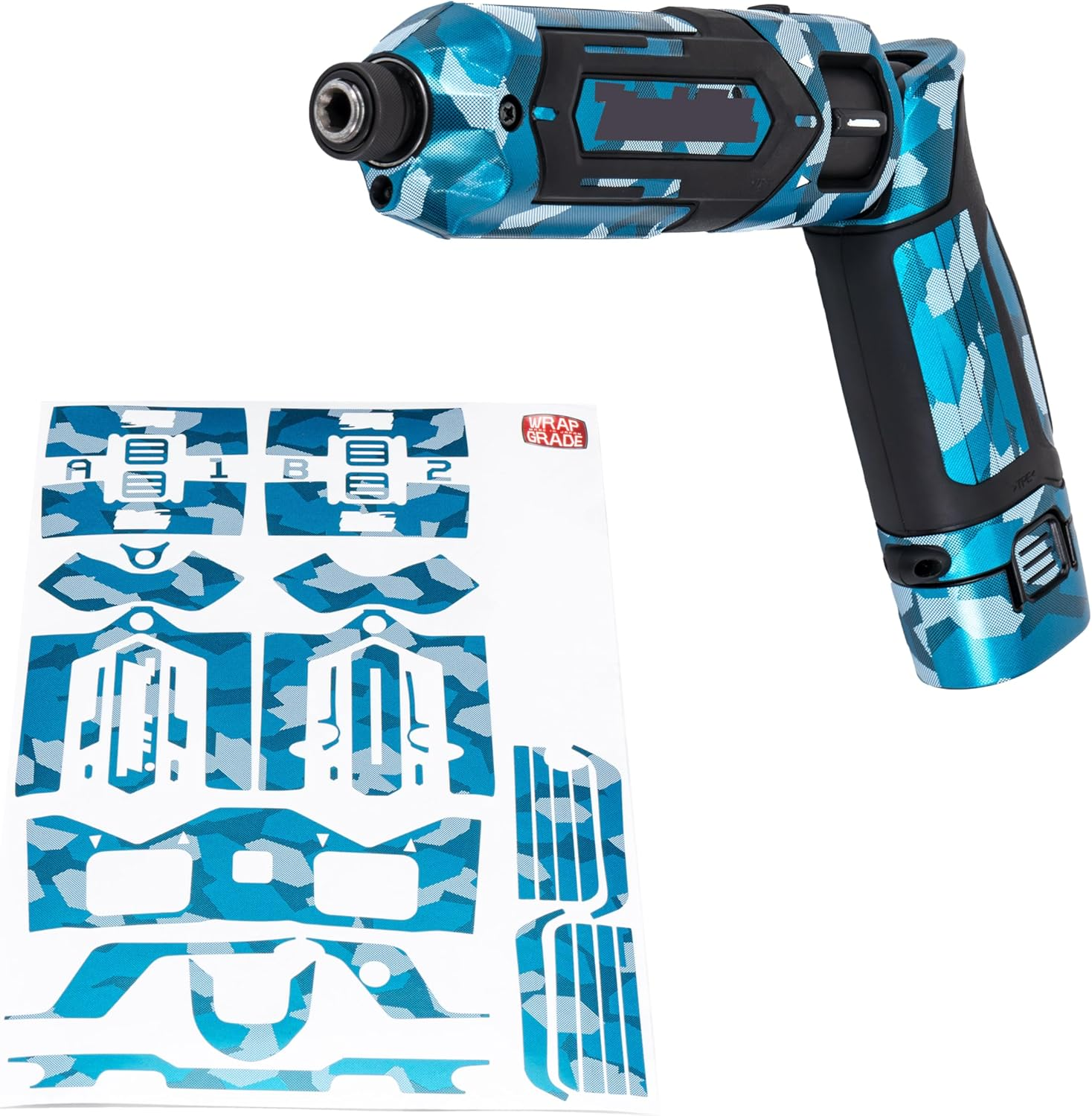 WRAPGRADE Custom Wrap Decal Stickers Compatible with Makita TD022D Impact Driver (Chaos Tribal Blue)