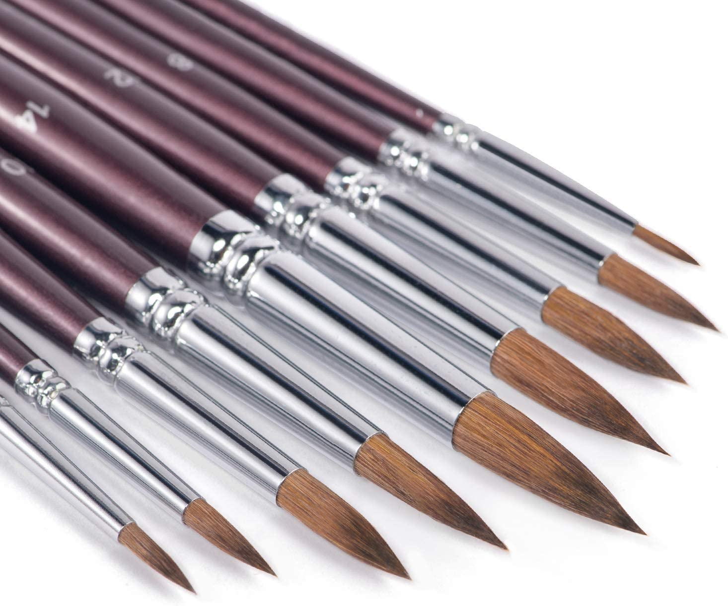 Sable Watercolour Brushes- 9Pcs Professional Detail to Mop round Paint Brush Set, Sable Hair Brush,Watercolour Brushes Perfect for Watercolours, Acrylics, Inks, Gouache, Oil Painting and Tempera image number 6