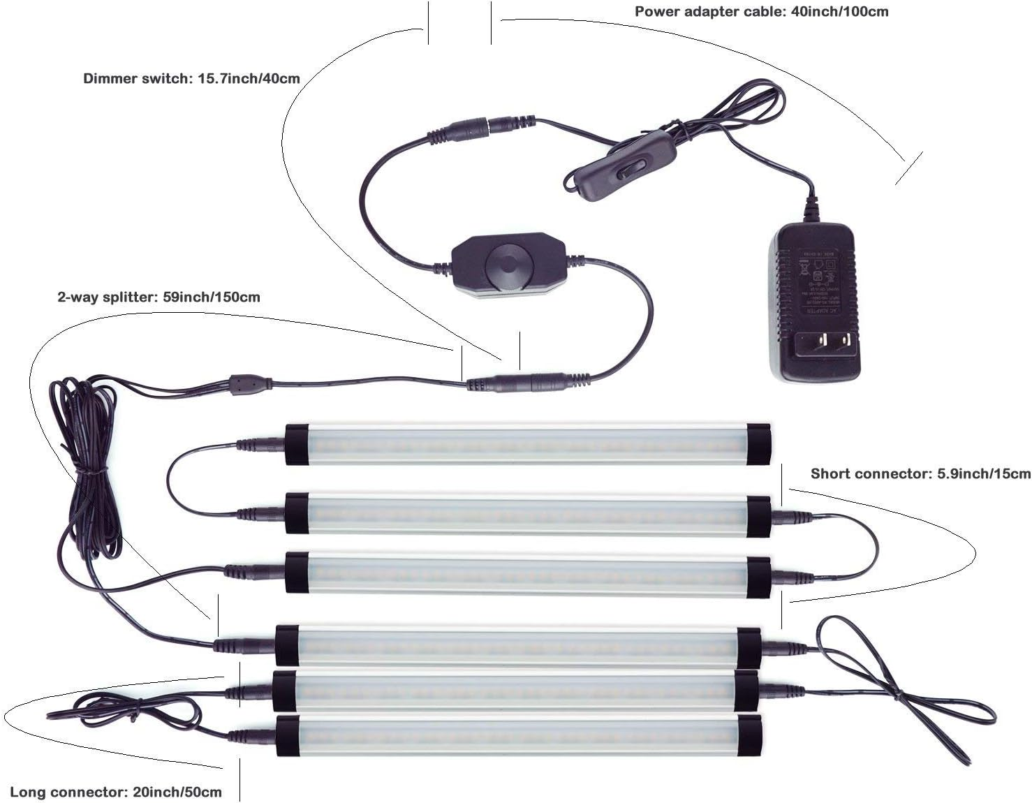 AIBOO Dimmable LED under Cabinet Lighting Bar, 12V under Counter LED Light Strip Linkable Kit with Rocker Switch Kitchen,Showcase,Worktop, Shelf Lighting(8 Panel Kits Warmwhite) image number 4