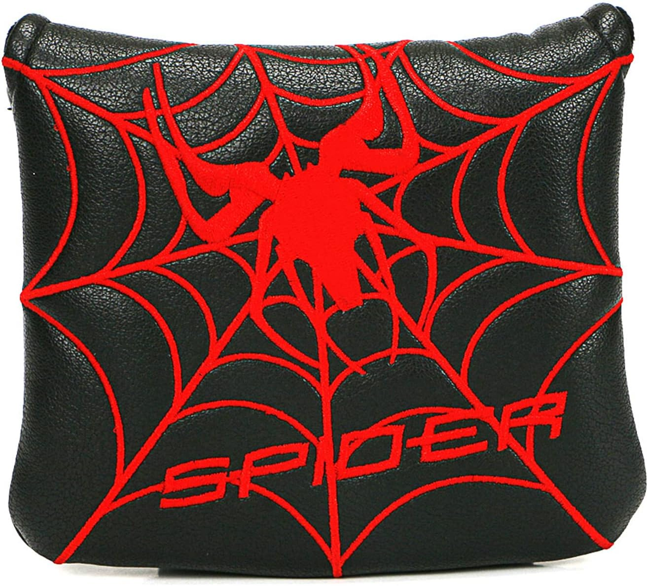 Black with Red Spider Embroidery Golf Club Square Mallet Putter Cover Magnetic Golf Headcover image number 2