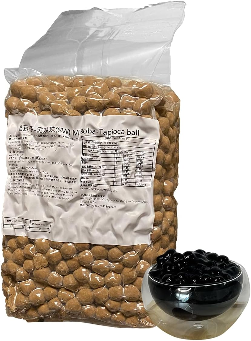 Miboba 1KG Large Black Tapioca Boba Pearls for Bubble Tea, Tapioca Pearl Perlas De Boba Tapioca Balls Pearls Large Boba - 35.25Oz
