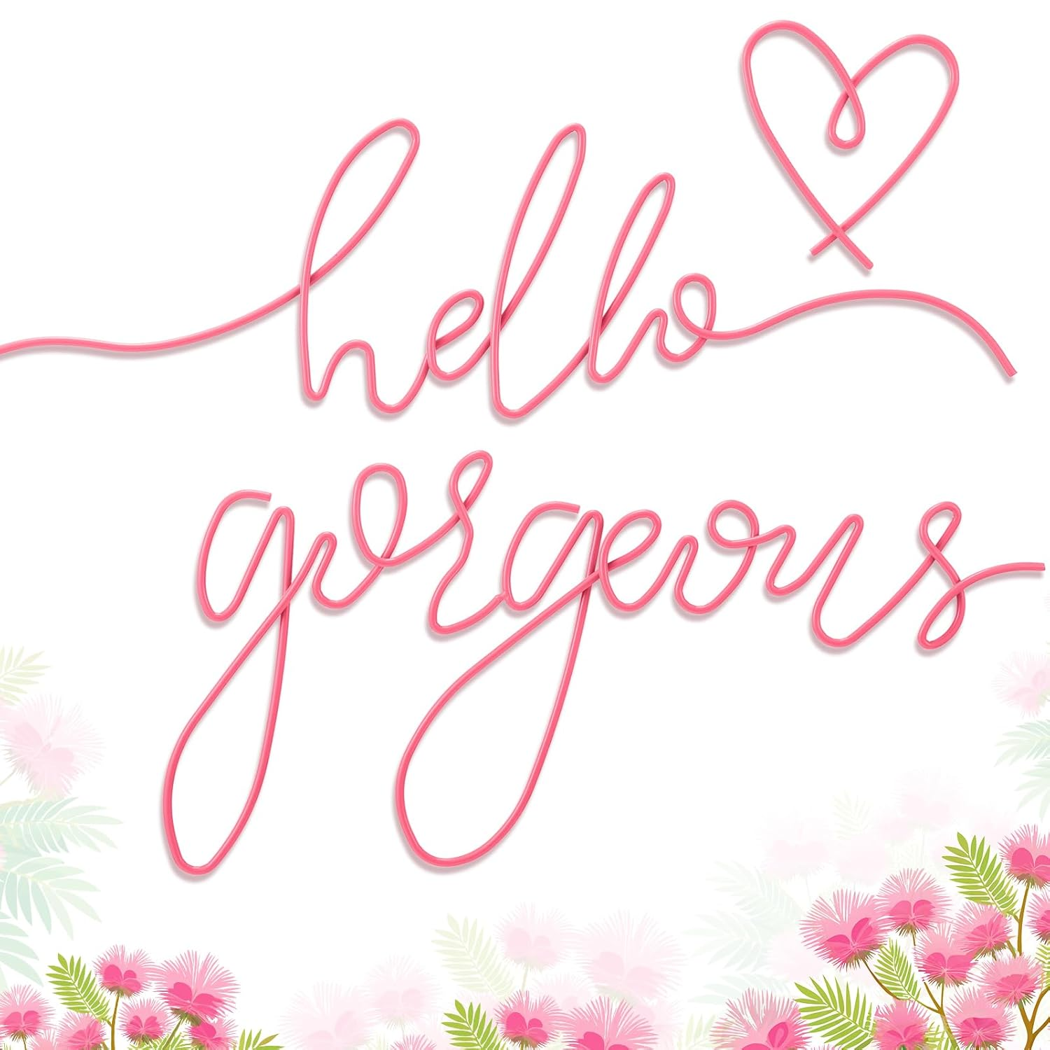 Hicarer Hello Gorgeous Metal Wall Art Decor Minimalist Decoration Metal Hello Gorgeous Decorative Sign for Living Room Office Bedroom Hotel Home Wall Decoration(Gold)