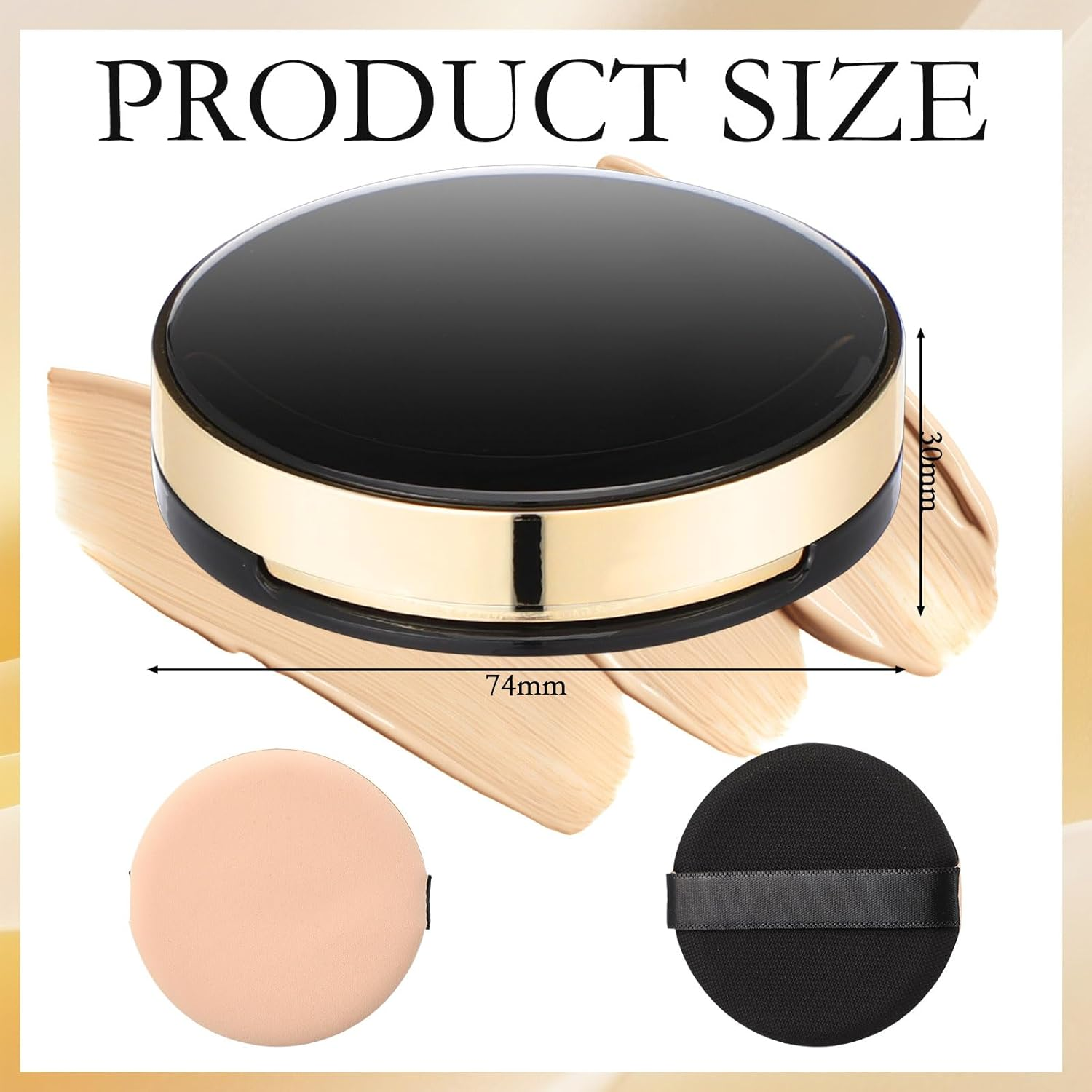 Patelai 7 Pcs 0.5Oz Black Empty Luxurious Air Cushion Puff Box with Sponge Puff and Mirror, Portable Make-Up Powder Container Case with Extra Sponges and Puffs, Refillable Foundation Bb Cream Box image number 4