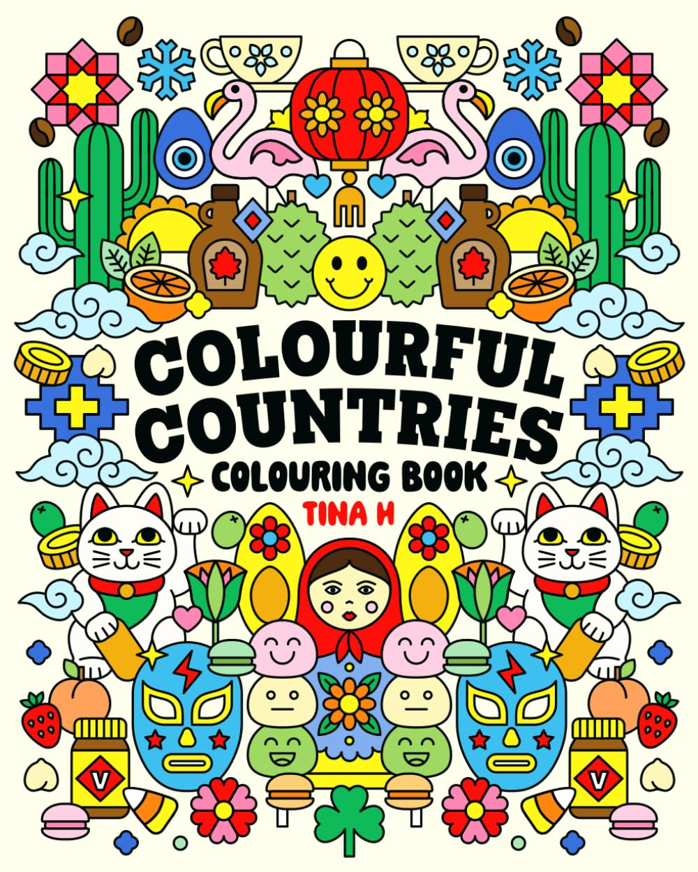 Colourful Countries: a Fun & Unique Colouring Book for Adults and Teens, Featuring Animals, Landmarks, Flowers, Food, Patterns, and More image number 1
