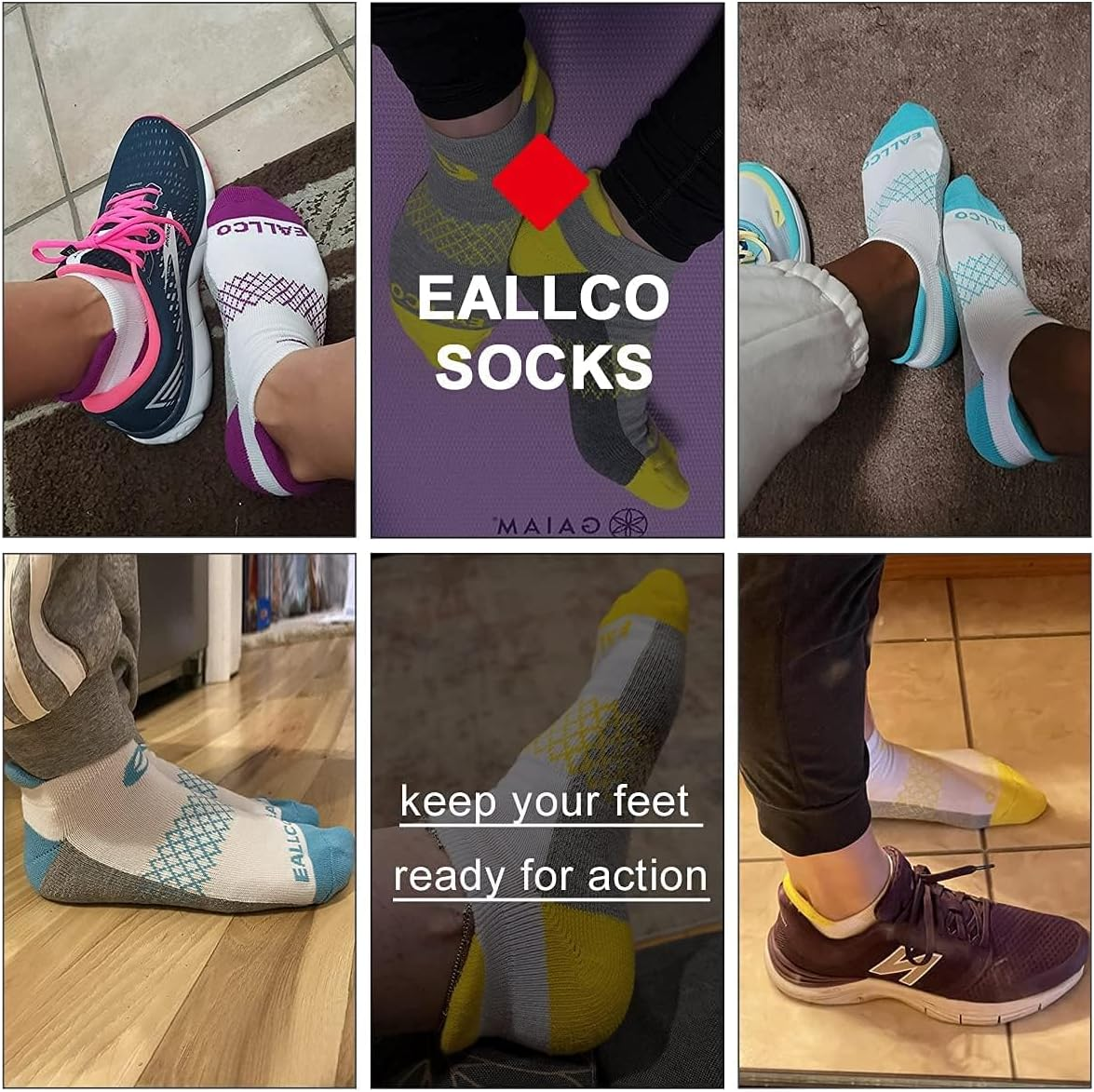 Eallco Womens Ankle Socks 6 Pairs Running Athletic Cushioned Sole Socks with Tab image number 3