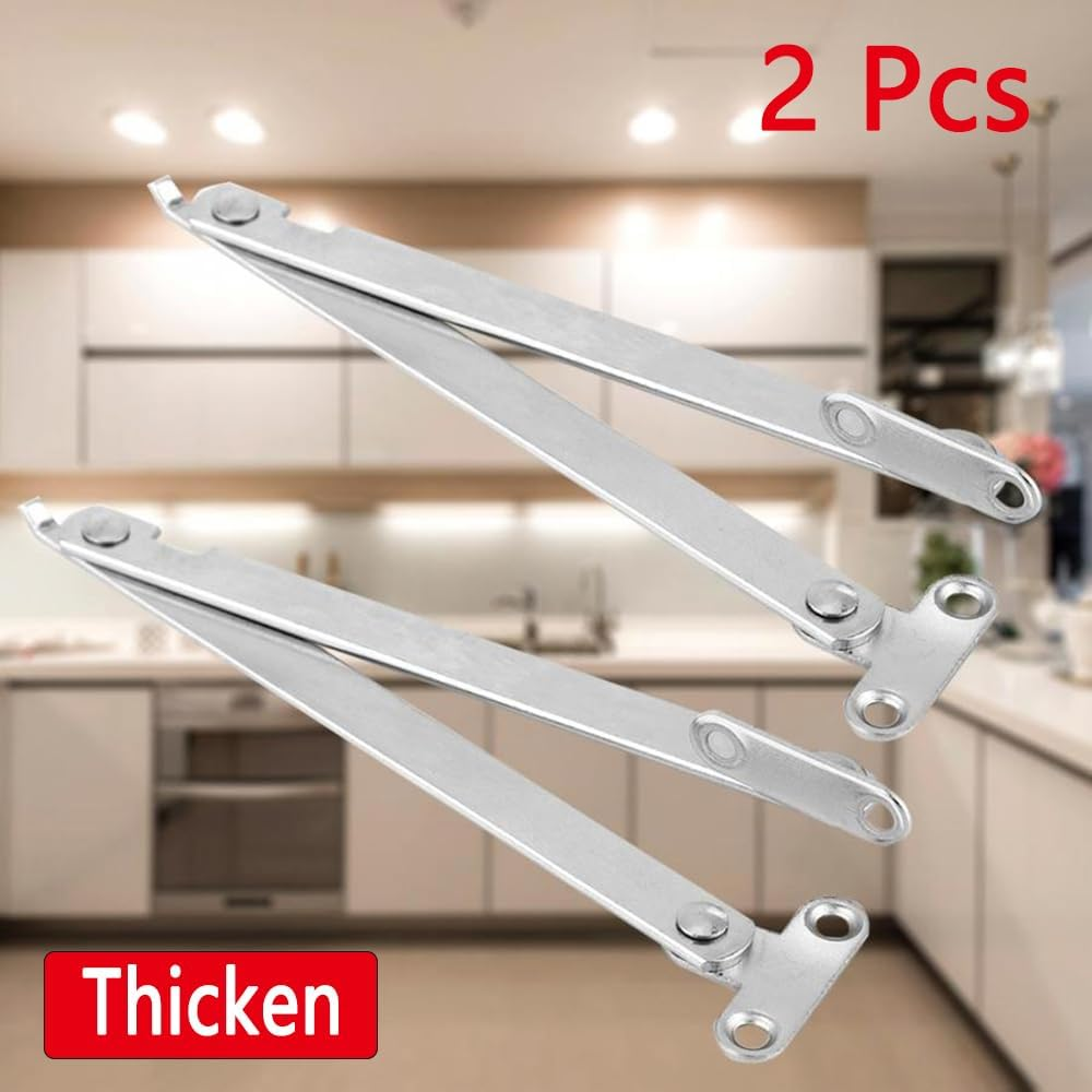 2Pcs(1 Pair) Lift up Stay Support Lid Support Hinge Stainless Steel Folding Soft Close Hinges for Kitchen Cupboards Wardrobe Caravan Window Door Cupboard Furniture image number 3