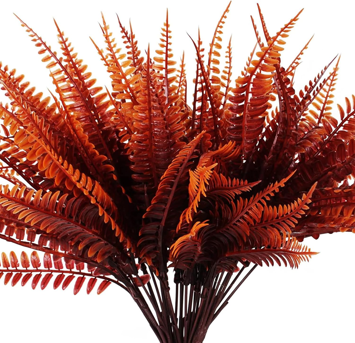 Kyeeadiy Artificial Plants, 12 Bunches Fake Fern Outdoors Bushes Faux Plants Shrubs Greenery UV Resistant Outdoor Plants Artificial for Porch Greenery Decor (Brown)