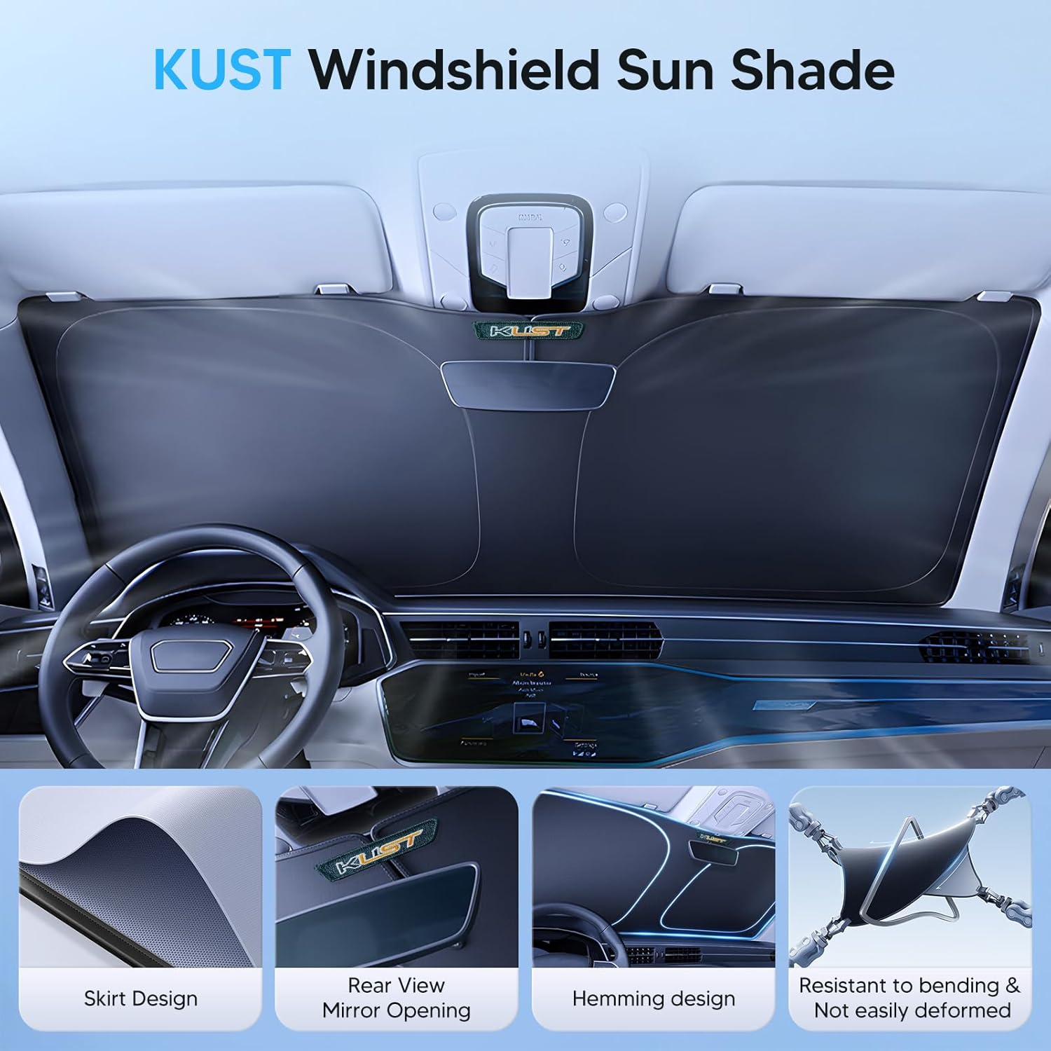 KUST Windshield Sun Shade for Lexus RX 2016-2022 Accessories Sunshade Window Sun Visor Protector Foldable Blocks UV Rays Keep Your Car Cooler image number 5