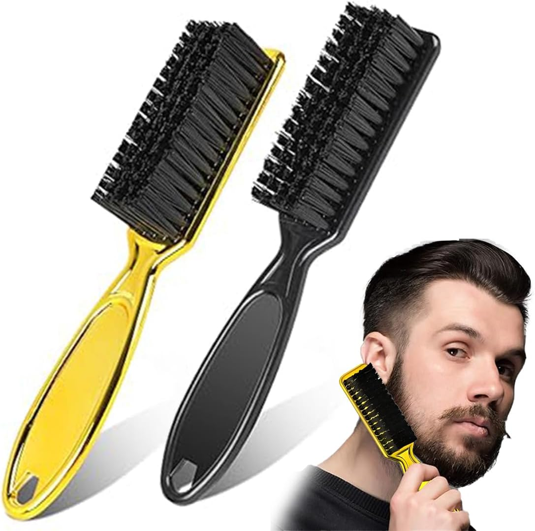 Pack of 2 Cleaning Brush, Blade Cleaning Brush, Nylon Brush, Nail Brush, Trimmer, Hairdressing Cleaning Brush, Hair Clippers Tool (Black and Gold) image number 4