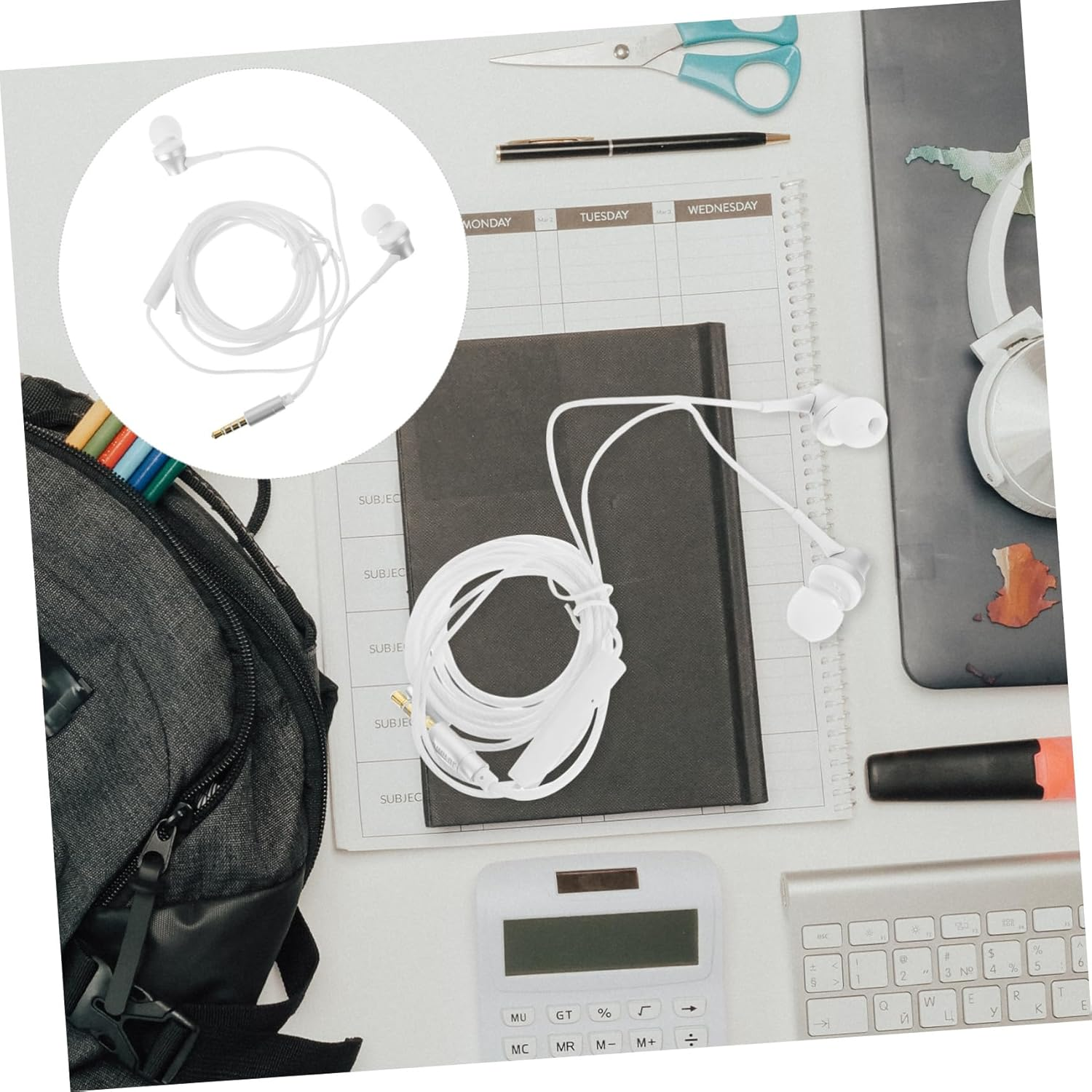 HOMOBABE Ergonomic Wired Earphones with Plated Plug in Ear Headset for Phone Tablet Laptop Volume Control Compatible with Computers Comfortable Side Ear Design for Long Wear Random Color image number 2