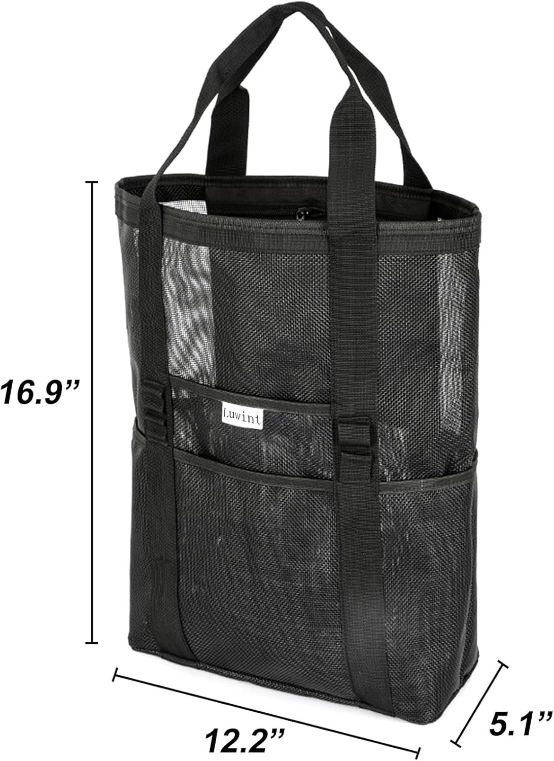 Luwint Mesh Beach Bag Beach Tote Bag Lightweight Waterproof Sandproof Mesh Bag with Multiple Pockets for Beach Swim Pool Water Sport Travel image number 5