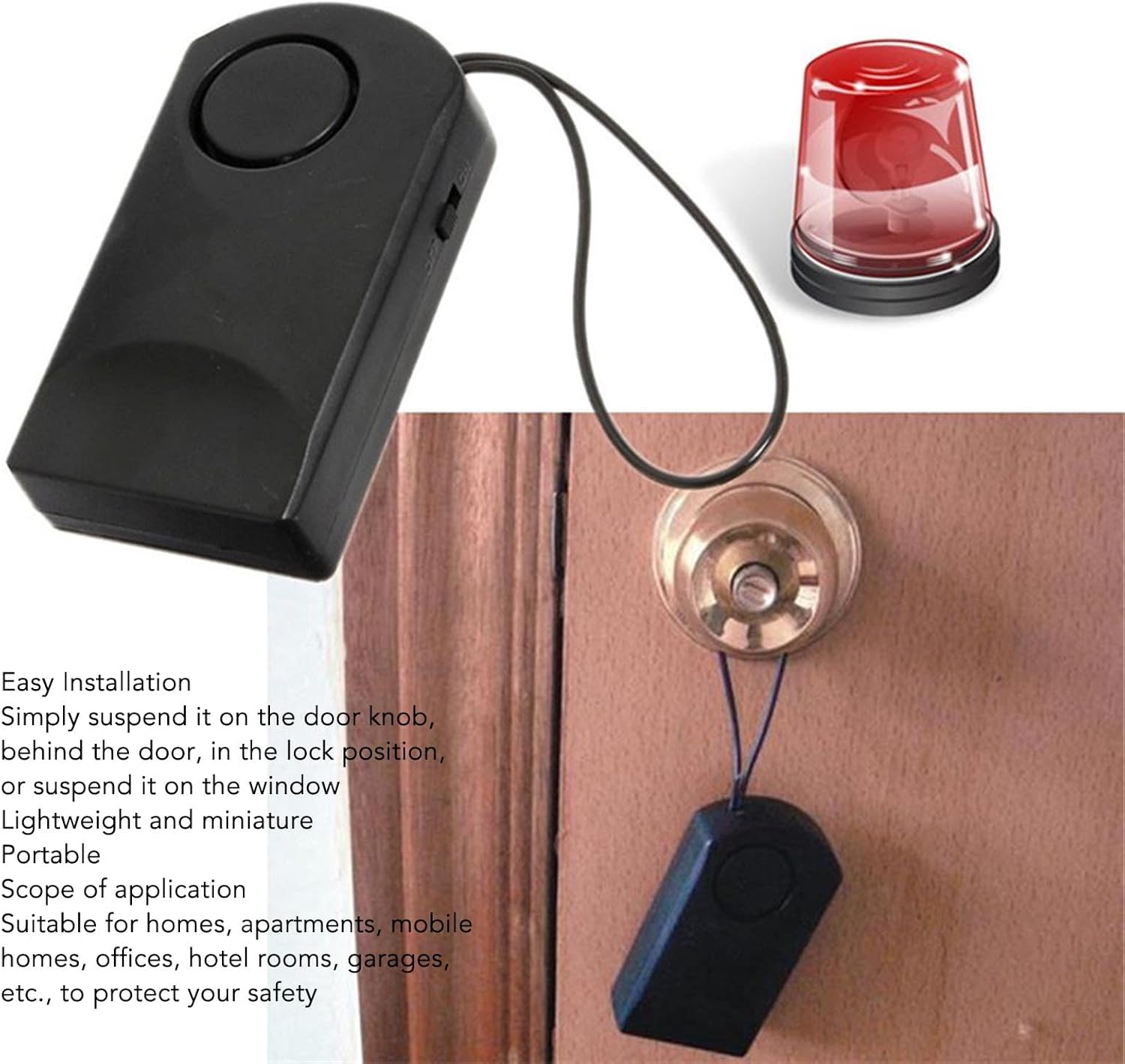 Wireless Door Alarm, 120Db Lightweight Prevent Theft ABS Door Alarm Sensor Easy Installation Sturdy for Home image number 6