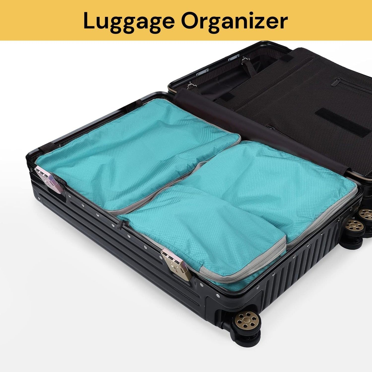 Spendeal 3PCS Compression Packing Cubes for Travel Packing Organisers Vacation with Double Smooth Zipper, Luggage Suitcase Organizer Bags, Expandable Packing Organizers (Black) image number 1