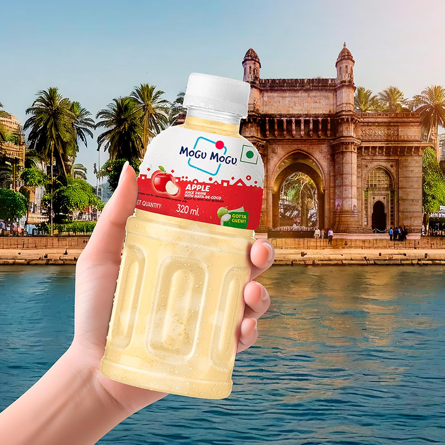 Mogu Mogu Apple Drink with Nata De Coco | Asian Fruit Juice Drink with Chewy Jelly | Refreshing Sweet Apple Flavour | Fun Fruity Mogu Mogu Drink | Popular Nata De Coco | 320Ml Bottle image number 3