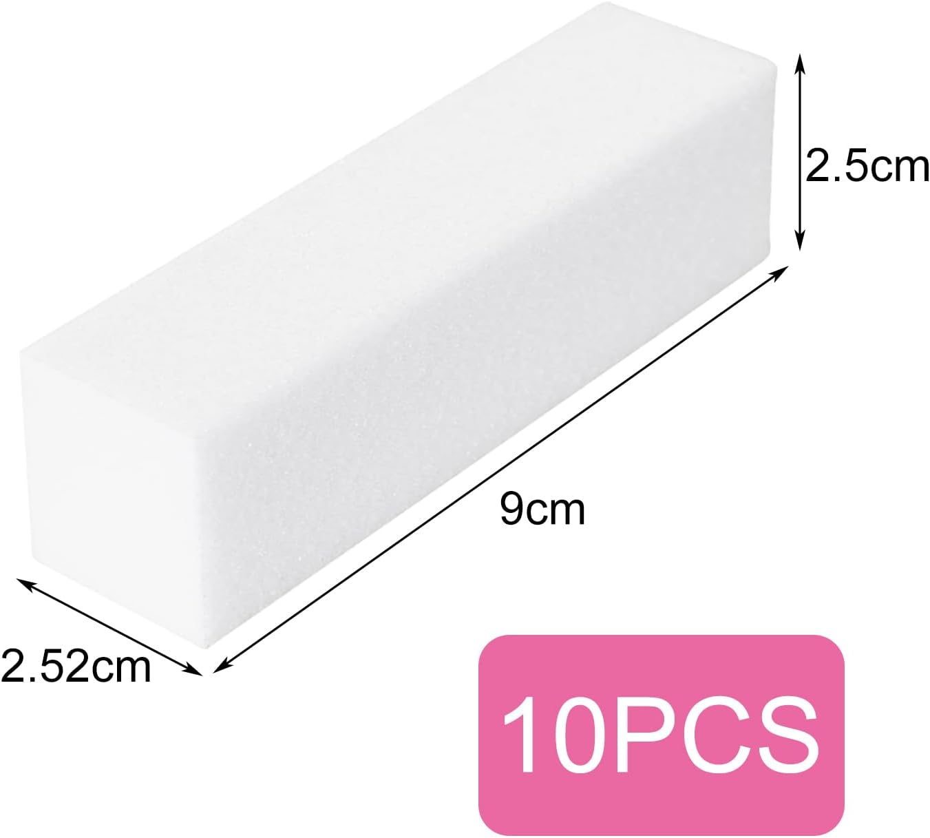 Icovalescent 10 Pieces Nail Buffer Block, Square Nail Buffer Sponge Buffer Professional for Home Beauty Salons Gel Nails (White)
