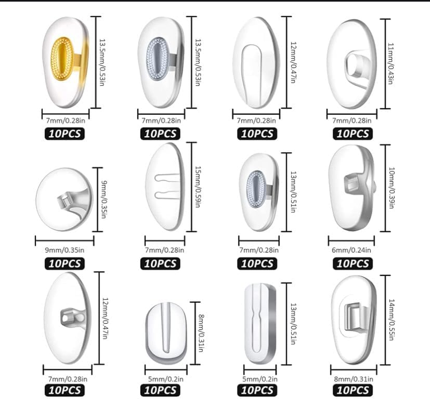 Glasses Nose Pads, Mijradge 12 Styles 60 Pairs Soft Silicone anti Slip Glasses Nose Pads, Glasses Repair Kit for Replace Nose Pads and Repair Glasses image number 4