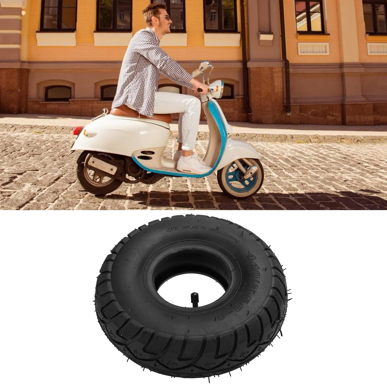 4.10/3.50‑4 Tire and Tube, 10 Inch Tire and Tube Durable High Load Impact Absorption for Lawn Mowers for Hand Trucks image number 5