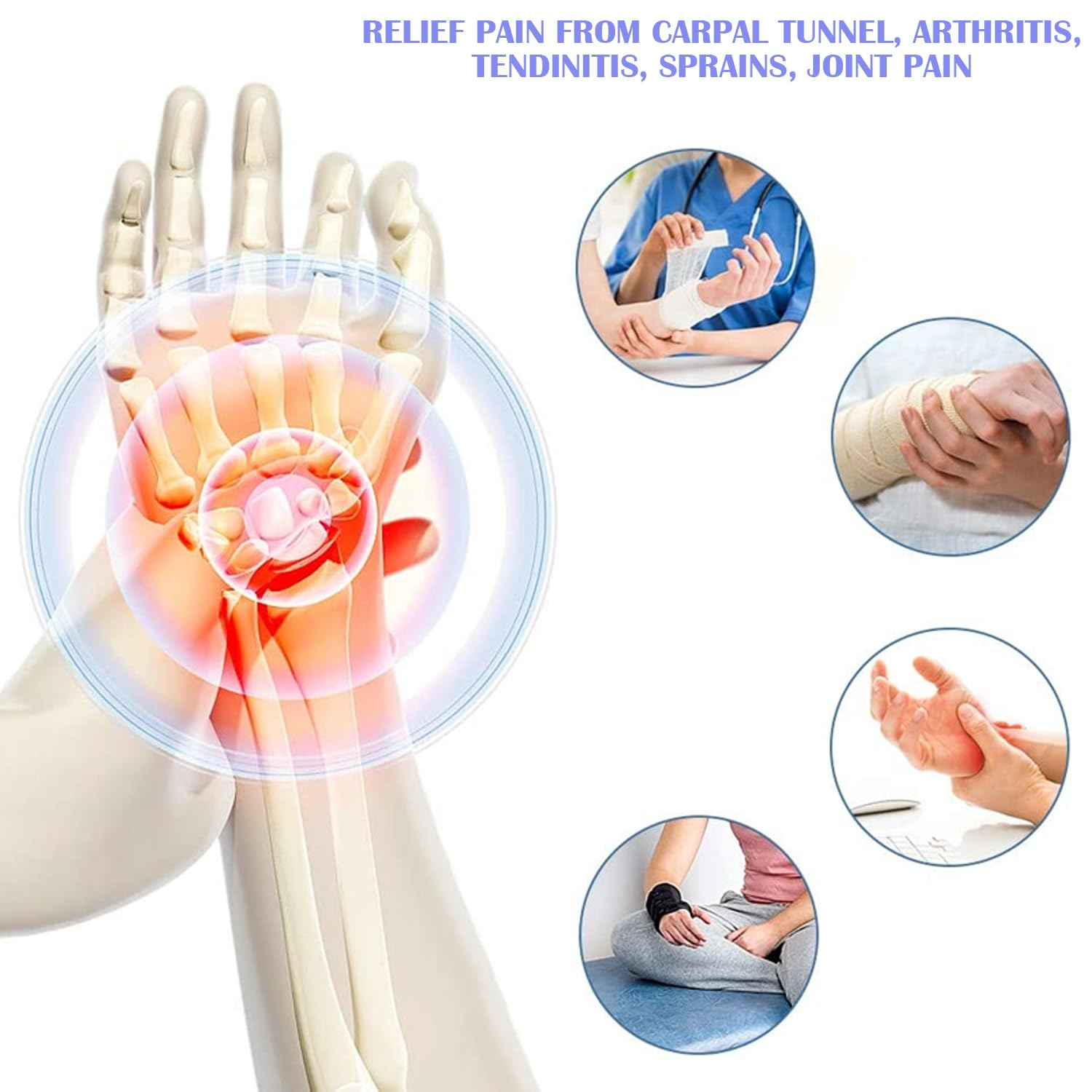 Wrist Support Hand Brace Band Carpal Gloves Tunnel Splint Arthritis Black (Left) image number 4