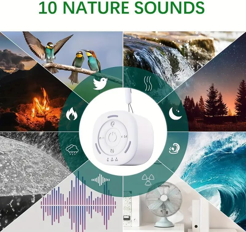 Epzia 2-In-1 Portable Sound Machine for Baby + Nightlight | White Noise Sound Machine for Baby with 10 Soothing Sounds & 7 Nightlight Modes | Travel Sound Machine Attaches to Strollers, Car Seats image number 2