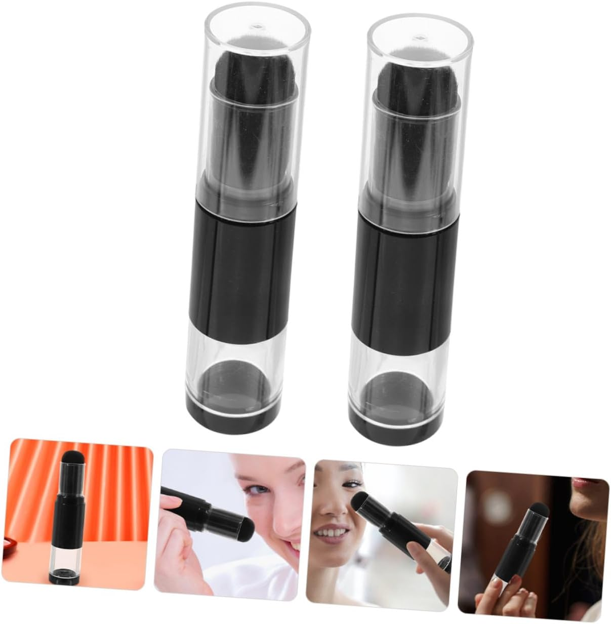 Gatuida 2Pcs Refillable Makeup Brushes Powder Foundation Cosmetic Applicator Brushes Black Fiber Hair Portable Travel image number 6