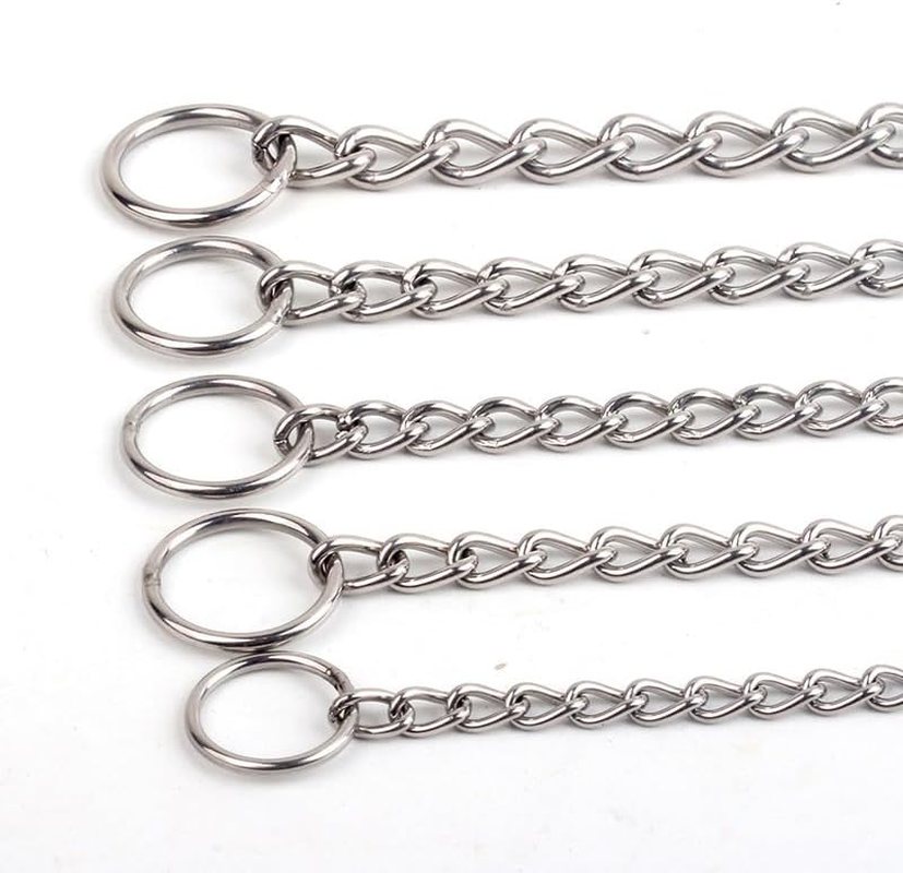 Double Ring Stainless Steel Dog Training Collar No-Pull Slip Chain for Small Medium Large Dogs for Easy Control Chain Collar (Silvery, 2.5Mm*40Cm)