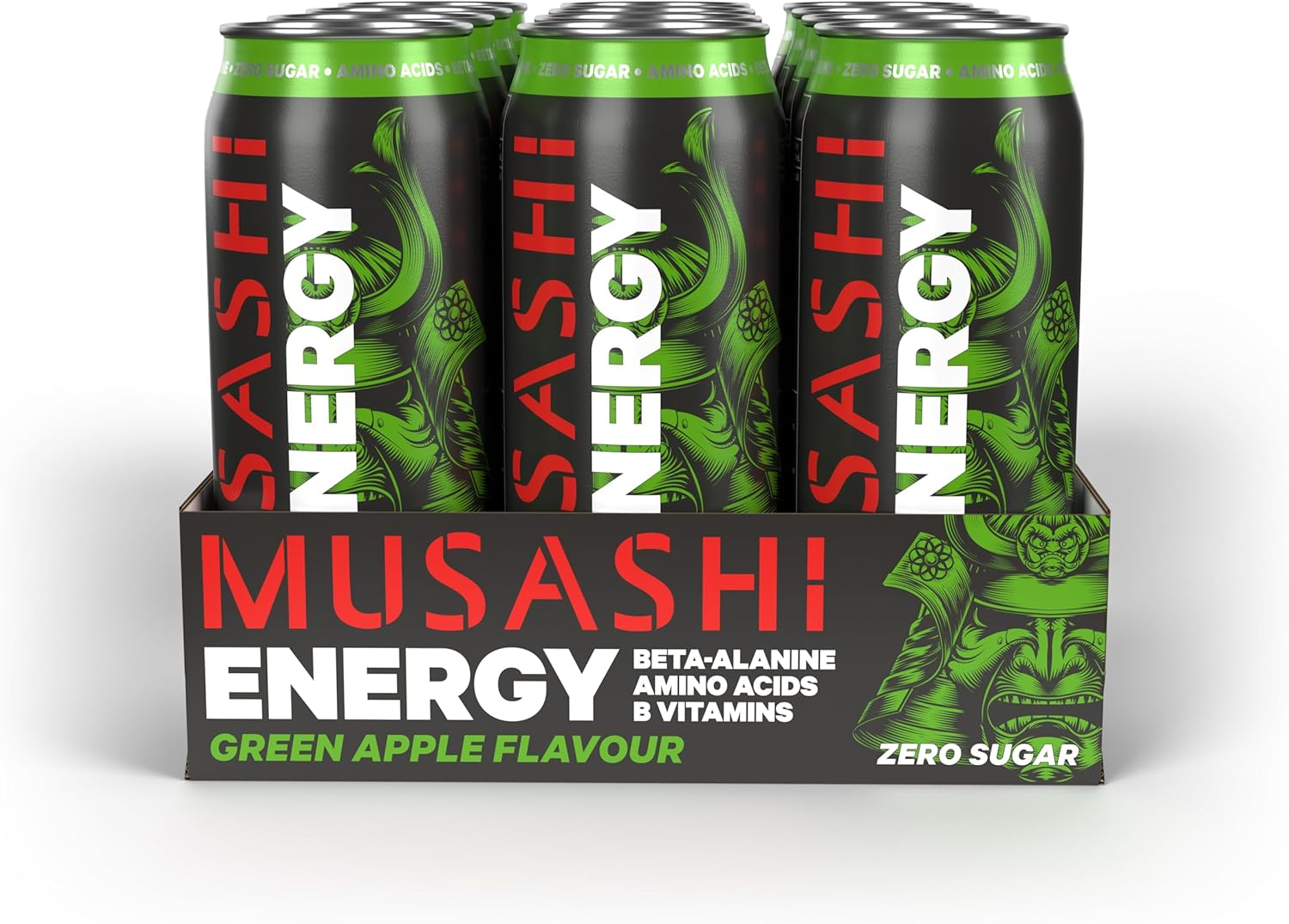Musashi Green Apple Energy Drink 500 Ml (Pack of 12)