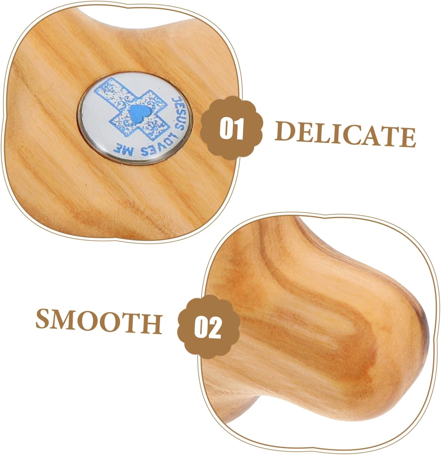 KALLORY Small Handheld Olive Wood Cross for Baptism and Confirmation Unique Artisan Crafted Christian Pocket Prayer Cross for First Holy Communion and Religious Ceremonies