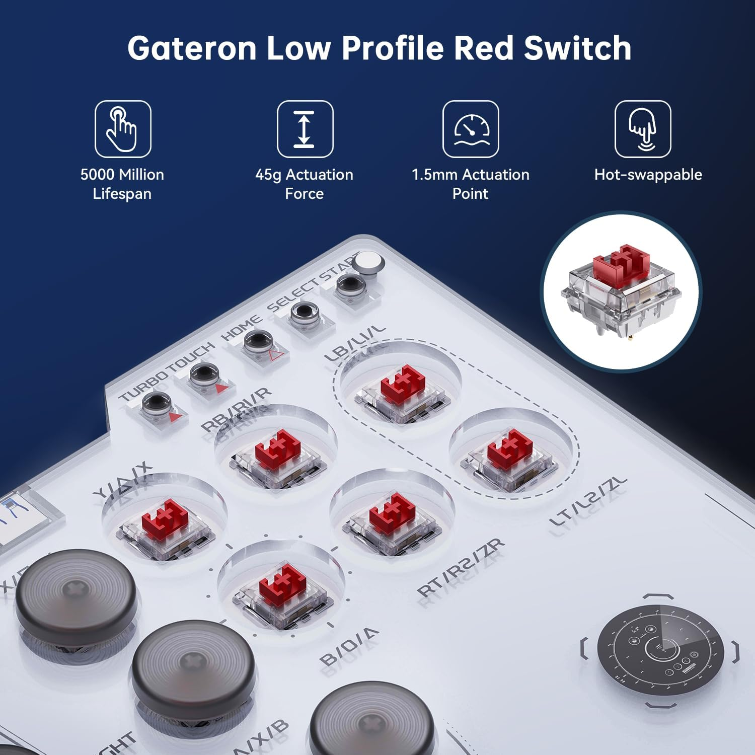 Mytrix Arcade Stick 16Keys All-Button Leverless Controller for Ps4/Pc/Ps3/Switch/Steam, with Turbo Functions, Custom RGB Light, Supports Hot Swap, SOCD, Removable Plate - Interstellar Design image number 6