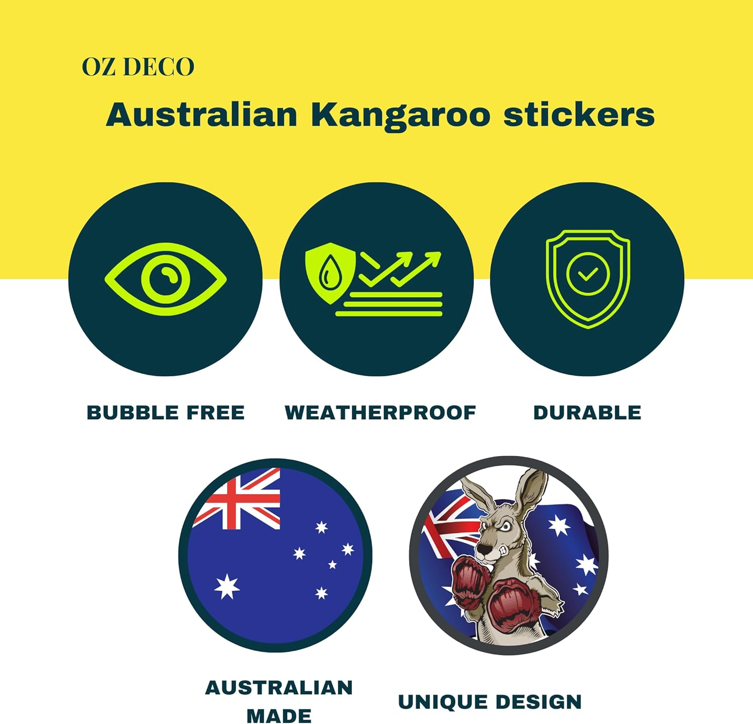 Australia Day Car Decals &ndash; a Pair of Vinyl Stickers with Boxing Kangaroo & Flag Design, Weatherproof, Bubble-Free Application, Proudly Australian Made (25Cm) image number 5