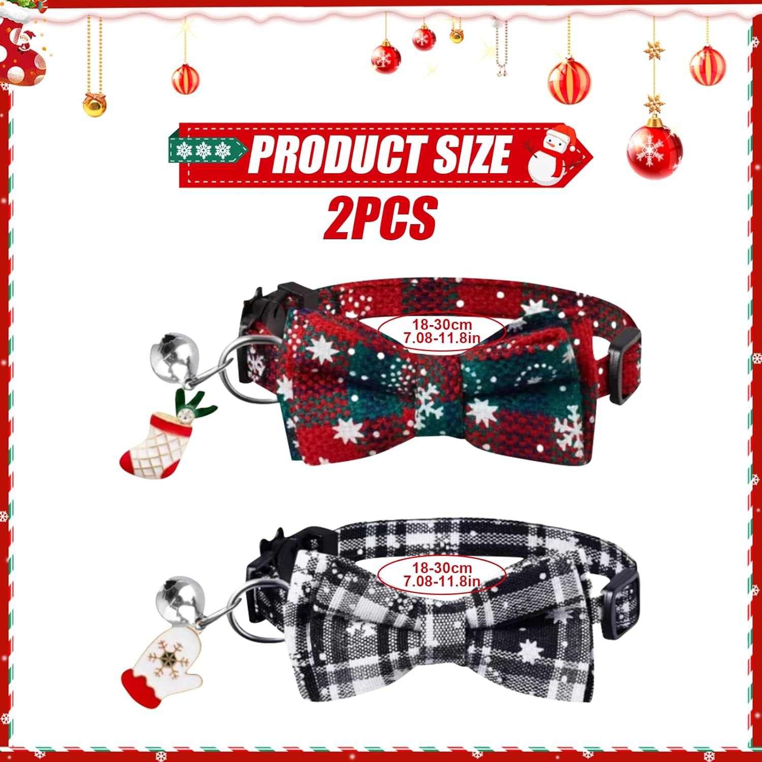 2 X Pet Christmas Accessories Santa Pet Bow Tie Christmas Tree Pet Bow Tie Stocking Pet Bow Tie for Pet Owners Dog Friends Cat Lovers Animal Lovers (Socks Gloves) image number 1