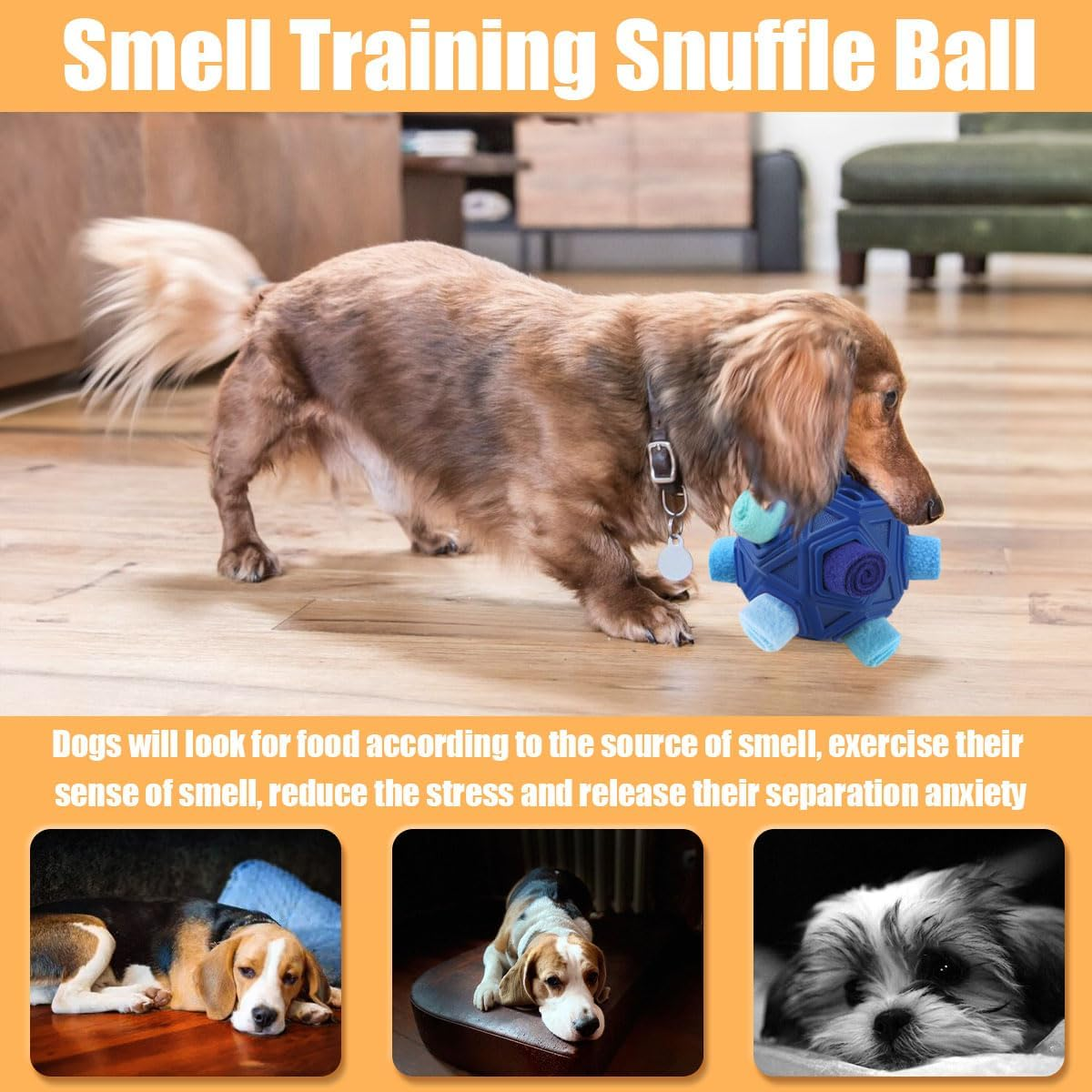 Dog Snuffle Ball-Interactive Puzzle Dog Toys Encourage Natural Foraging Skills Slow Feeder for Training and Stress Relief, Cloth Strip Hiding Food Chew Toys for Any Size Dogs image number 2