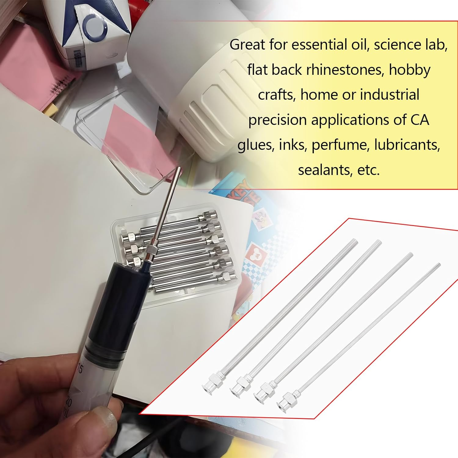 Be in Your Mind 12PCS Stainless Steel Dispensing Needles 112Mm Total Length 8G/10G/12G/14G Blunt Needles for Industrial Use and Experiments Silver image number 3