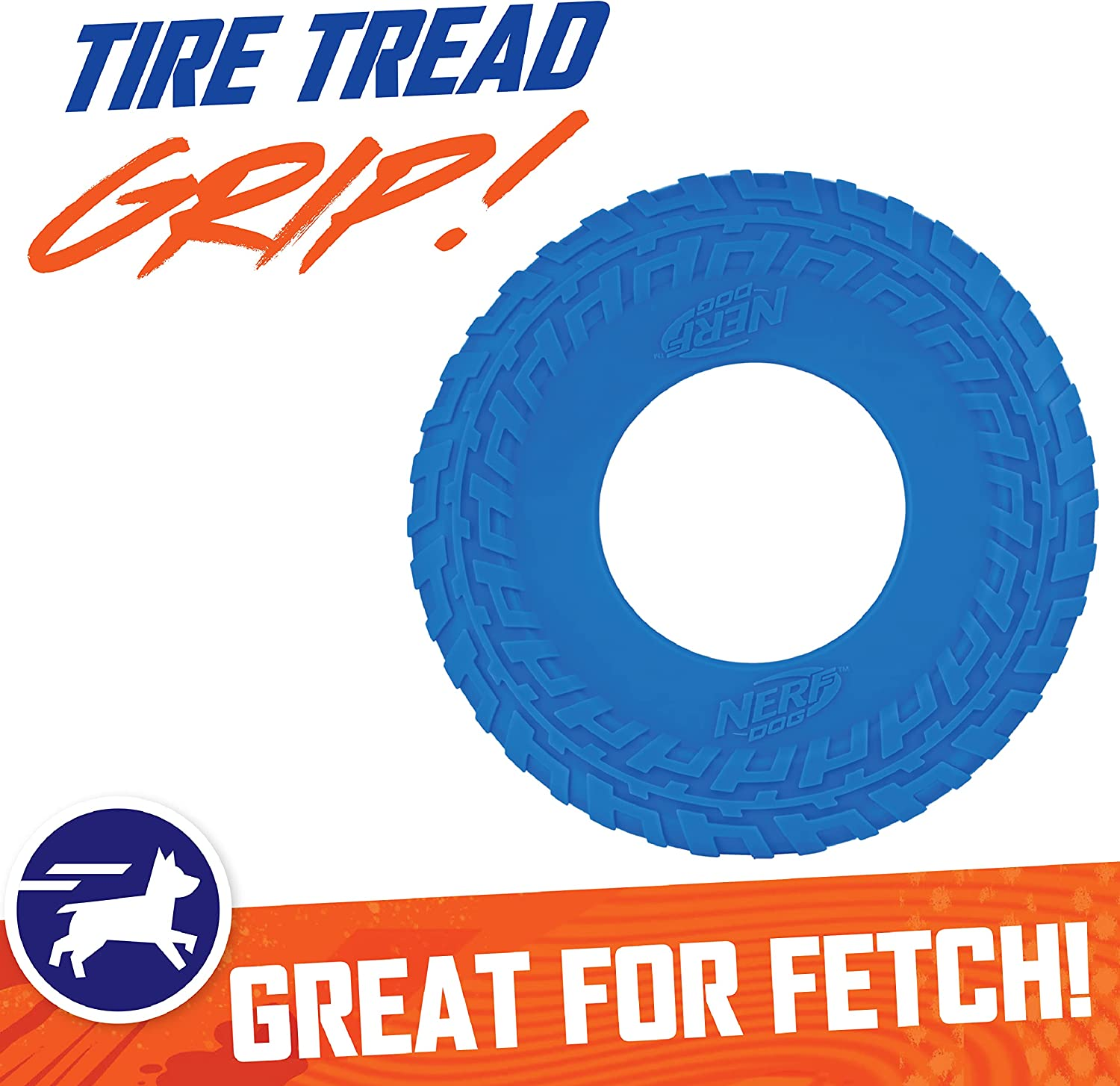 Nerf Dog 10In Tire Flyer: Blue, Dog Toy