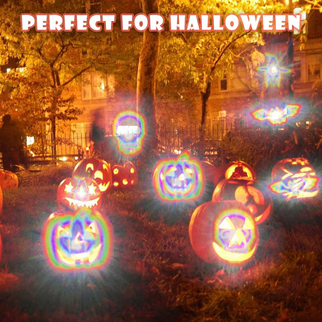 3D Halloween Glasses-12 Pack Holiday Specs Hologram Holiday Images Turn Holiday Lights into Magical Images -Pumpkins, Skeletons, Bats,Witches (12 Pairs) image number 2