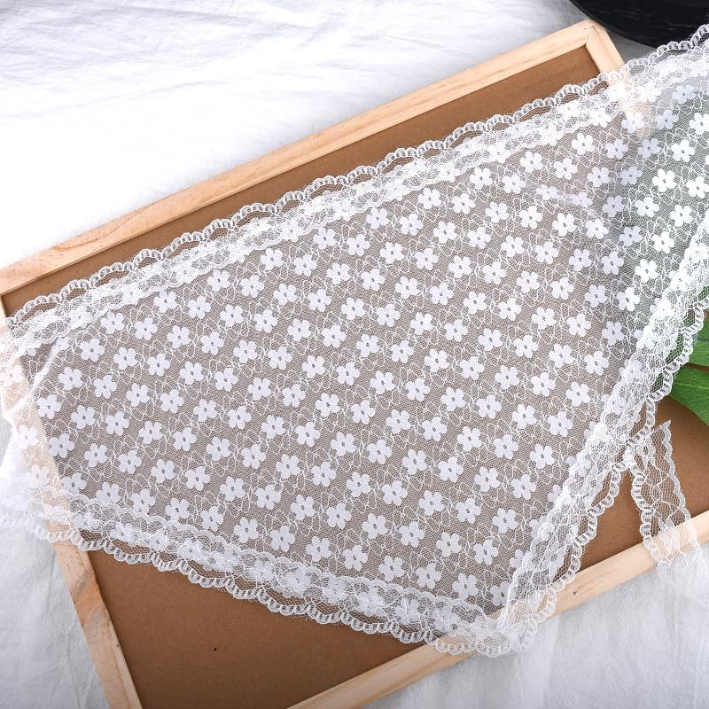 Lace Head Scarf for Women Girls Boho Flower Bandana Headband White Triangle Hair Scarfs Head Warp Lace Silk Headscarf Vintage Knit Hair Scarf for Short Long Hair Accessories image number 2